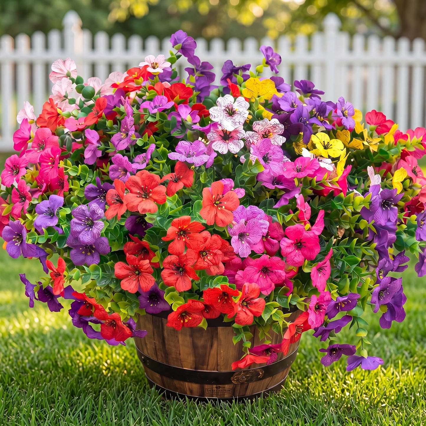 UJROQI Artificial Violet Flowers Outdoor UV Resistant, 16-Stem Multi Pack Faux Purple Blooms for Front Porch, Patio, Garden & Large Planters, Fade Resistant Silk Fake Flowers (16, Mix Colors)