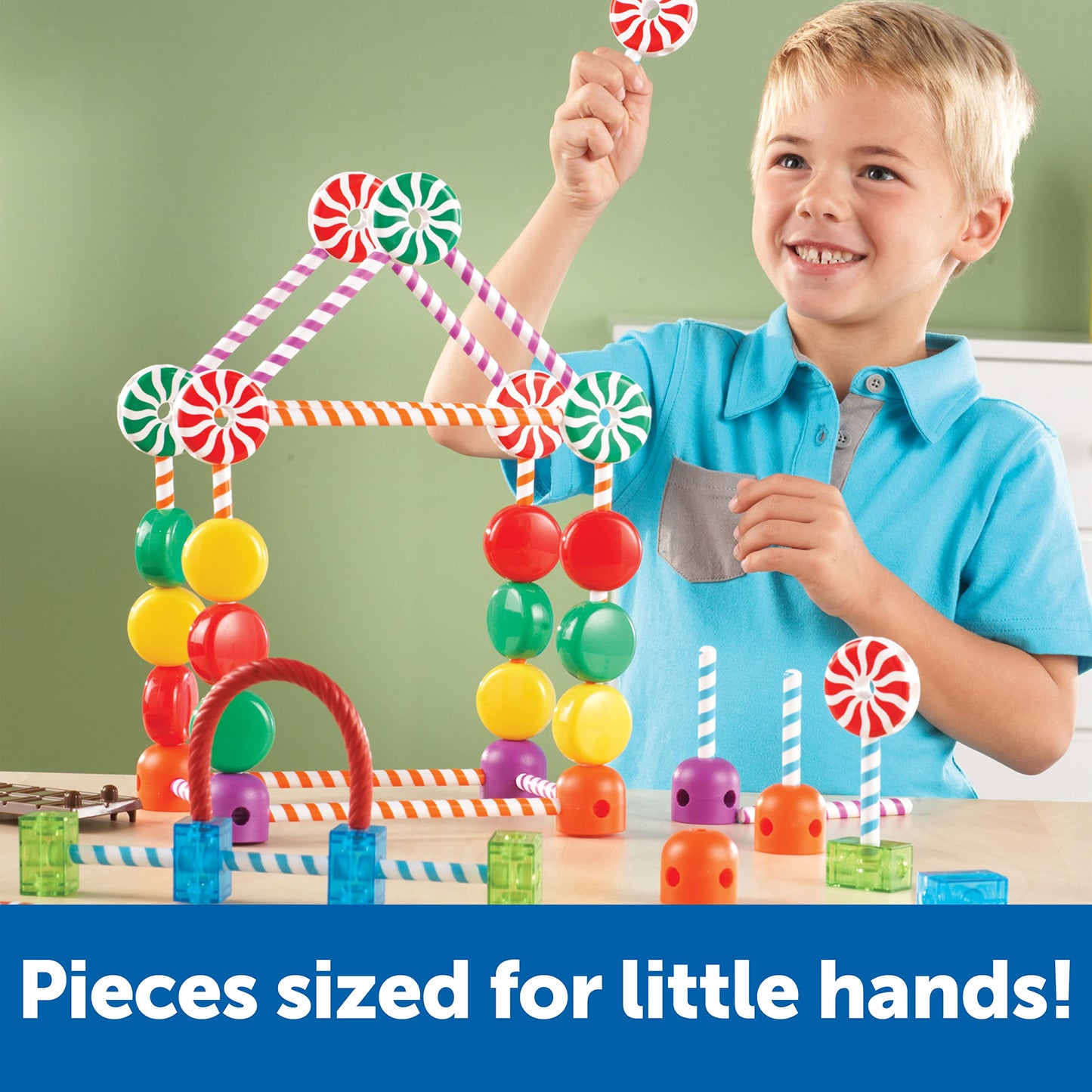 Learning Resources Candy Construction Building Set, Fine Motor Building Toy, 92 Pieces, Ages 4+, Multicolor
