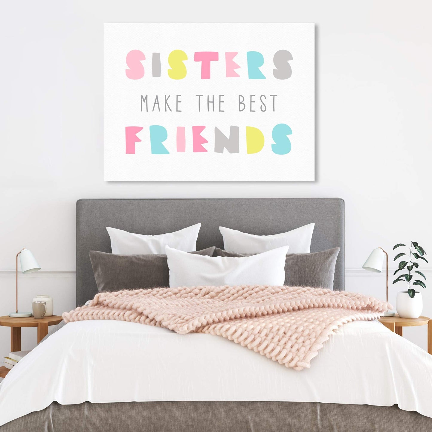 Wynwood Studio Typography and Quotes Wall Art Canvas Prints '27202 Best Friend Sisters Bright' Home Décor, 36 in x 24 in, Stretched 3/4 inch