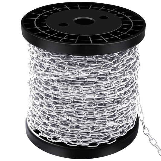 100 ft 1/12" Stainless Steel Hanging Chain Metal Chain Link Light Duty Chain Utility Chain Jack Chain for Home Outdoor Camping Hanging (2mm*30m)