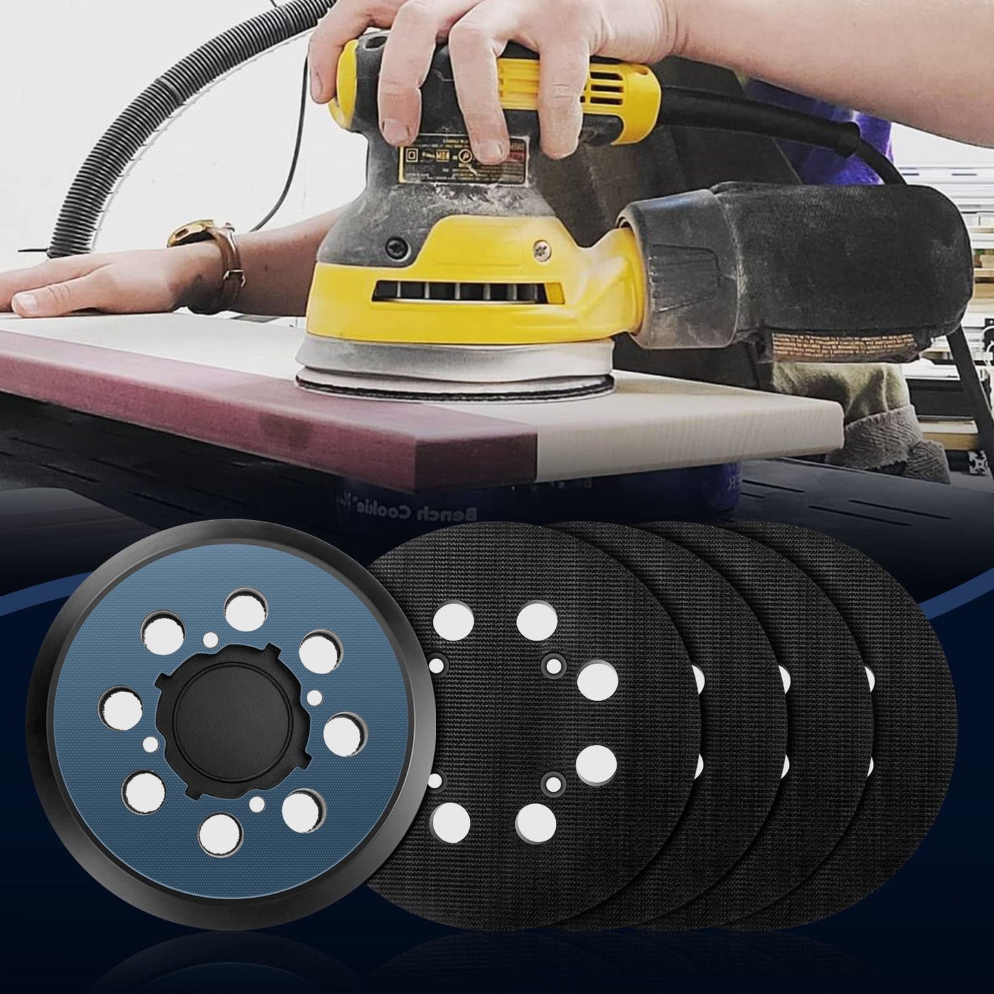 10 Pack Replacement Sanding Pads for Dewalt 5 inch 8 Hole Hook and Loop DWE64233& N329079 Orbital Sander Backing Pad Replacement Parts Compatible with DWE6421-B2 DWE6421-B3 DWE6423/6423K DWE6421/6421K