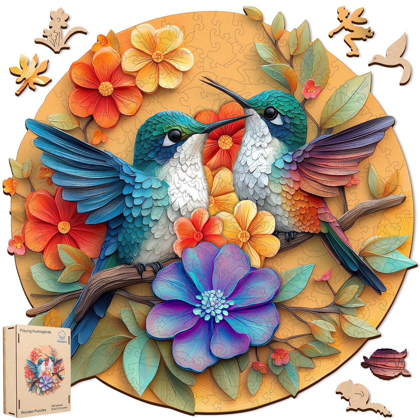 Pikoqunc Wooden Puzzles for Adults Playing Hummingbirds Puzzles 500pcs