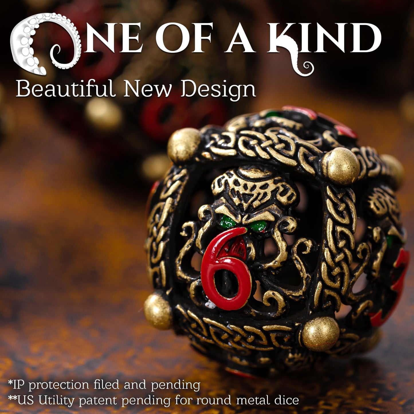 Soar Forge Metal Dice Set for DND - Unique Round Hollow Orb Design for Better Rolling - Cool Cthulhu Dice for D&D Role Playing Games (RPG) - Stunning Set for Dungeons and Dragons (Ancient Bronze)