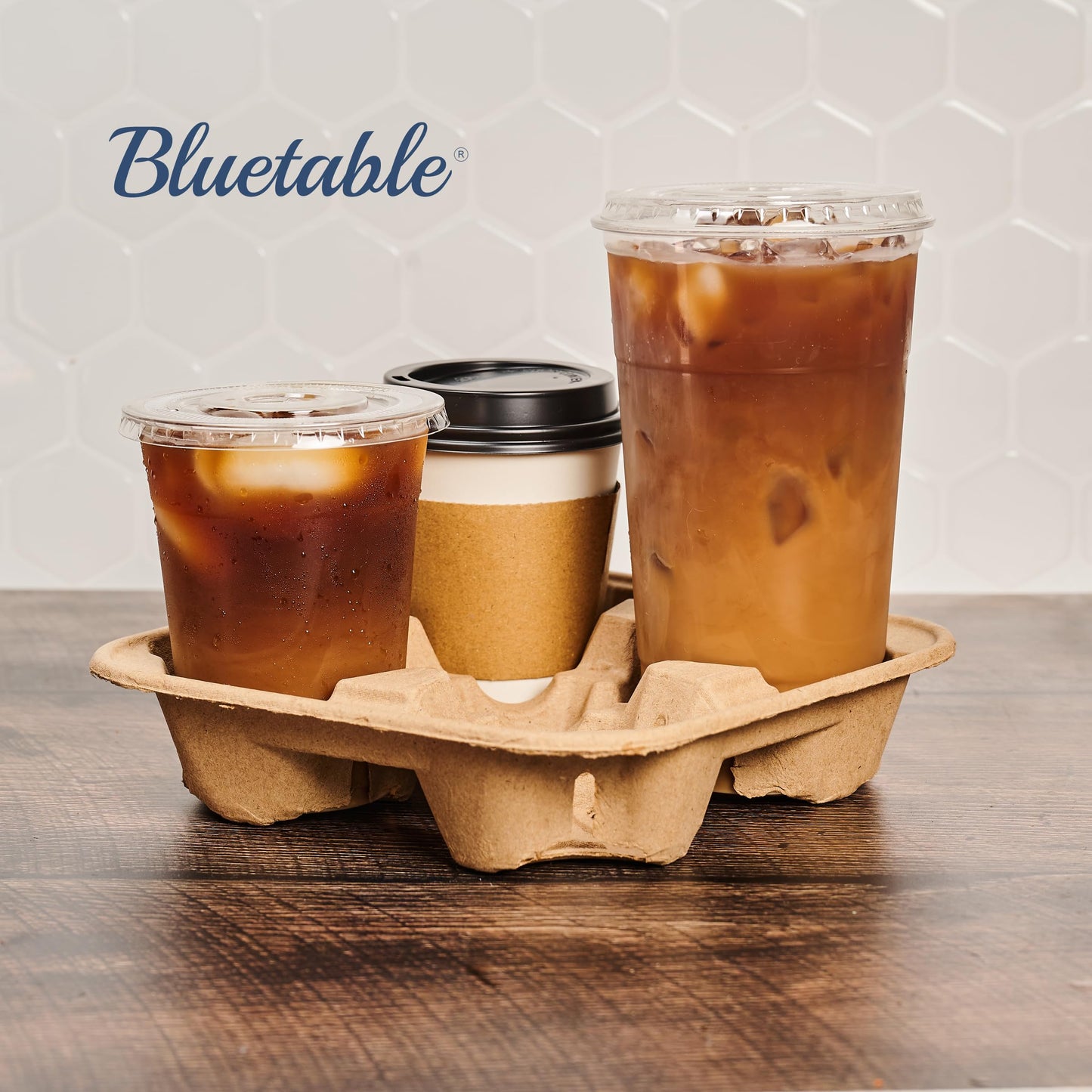Bluetable 4 Cup 8 oz. - 32 oz. (300 Pack) For Disposable Cups, Delivery Carrier- To Go - Coffee Drinks or Iced Drink Holder Molded Fiber [300 Case Pack]