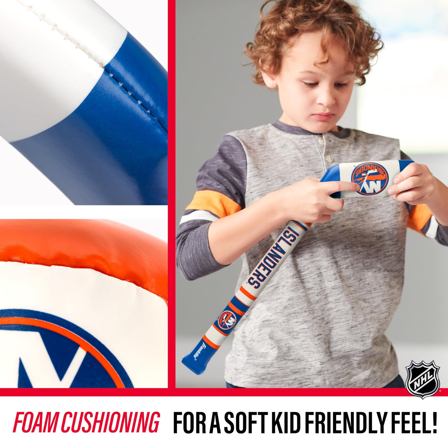 NHL New York Islanders Mini Soft Hockey Stick Set Team Soft Foam Mini Hockey Stick and Ball Set - Great Toy for Kids