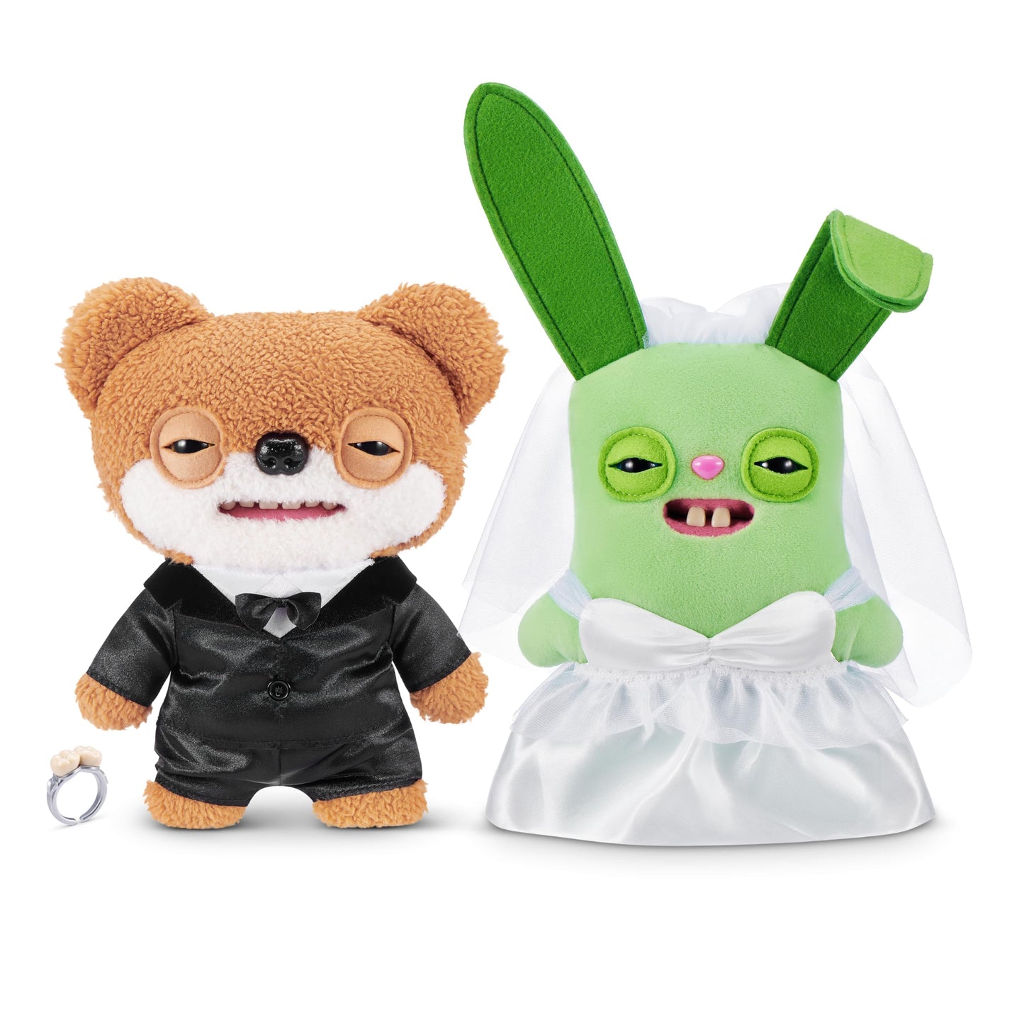 Fuggler Wedding Fuggs 9-Inch Plush 2-Pack by ZURU – Funny Ugly Monster Stuffed Animals with Human-Like Teeth & Tooth Ring, Collectible Plush for Kids, Tweens, Teens & Adult Fans