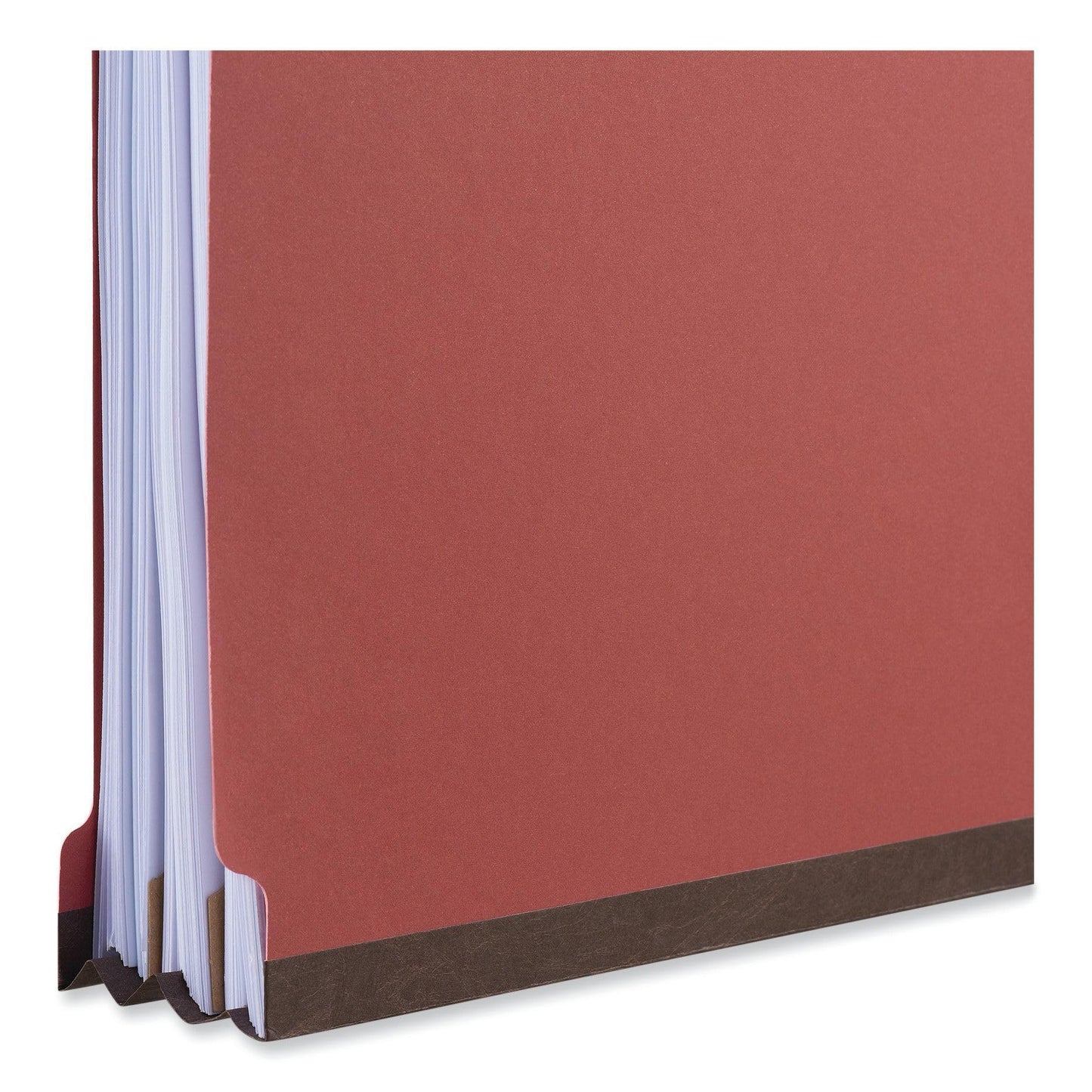 Six-Section Classification Folders, Heavy-Duty Pressboard Cover, 2 Dividers, 6 Fasteners, Letter Size, Brick Red, 20/Box