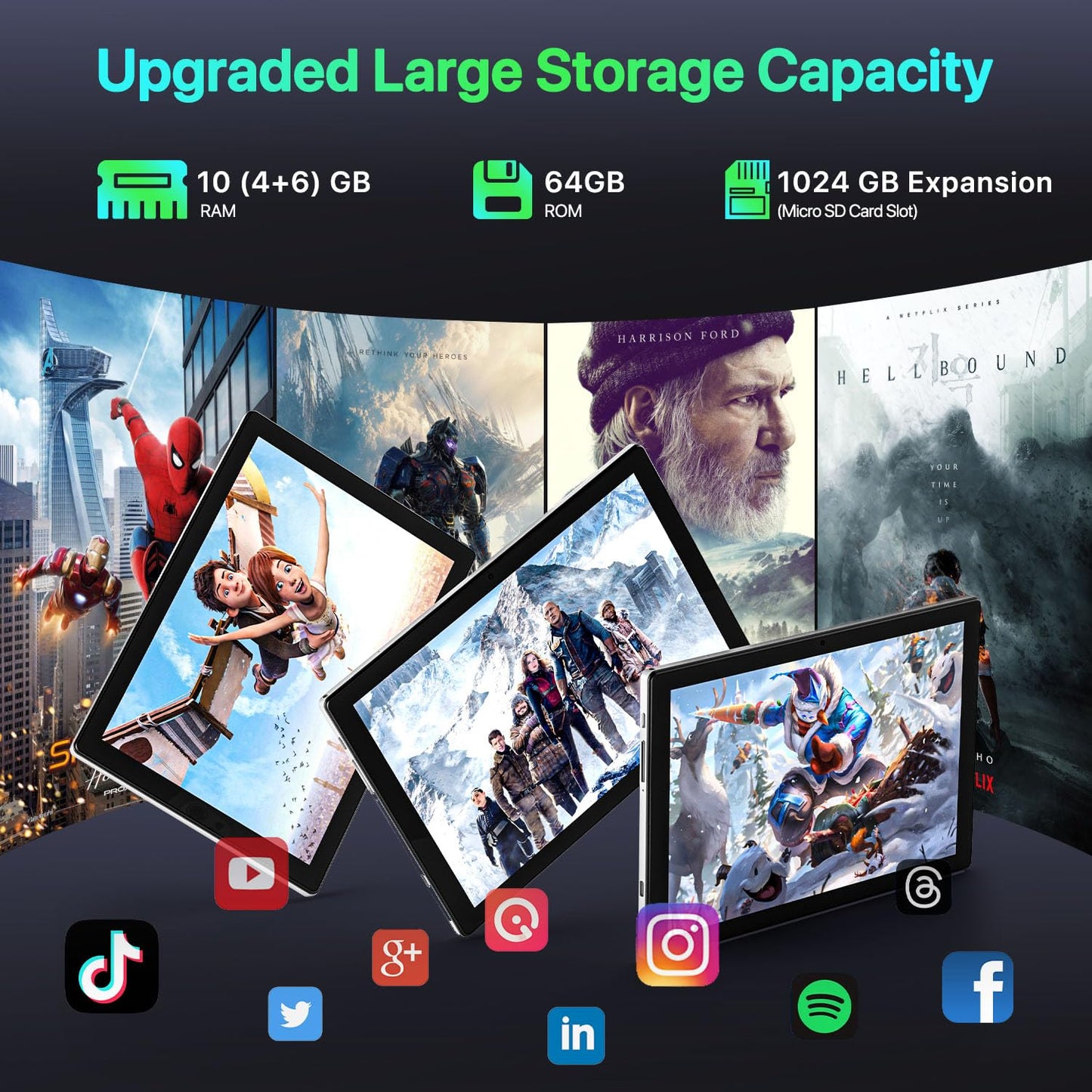 Android Tablet, 2025 Tablet 10.2 inch Android 14 Tablets, Octa-Core 10GB RAM 64GB ROM | 6000mAh Battery, 1024GB Expand |1080 * 800 HD IPS Touchscreen | 5G/2.4G WiFi 6 | Bluetooth 5.0 (Gray)