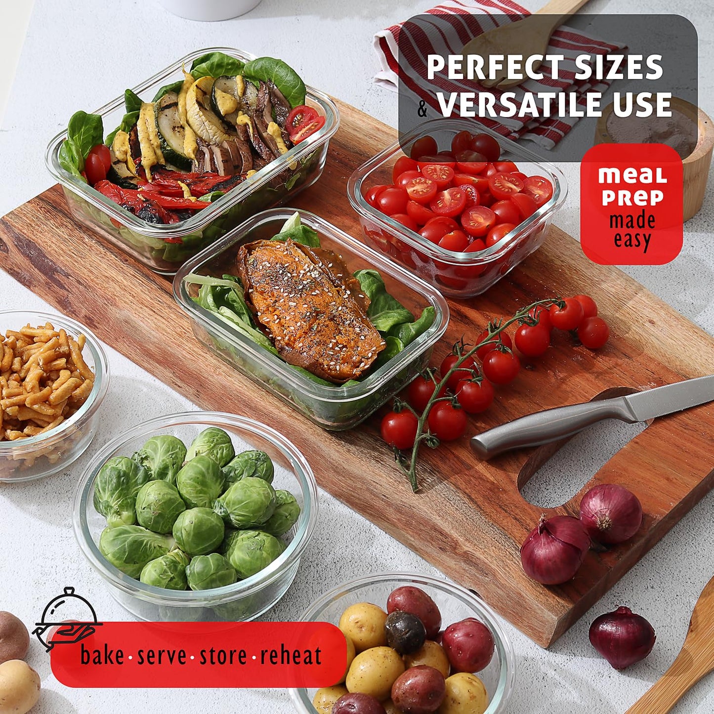 EATEX 24pc Glass Storage Containers with Lids, 12 Set Glass Food Storage Containers with 12 Airtight Lids, Pantry Kitchen Meal Prep Containers for Lunch, Freezer Storage Containers, Jet Black