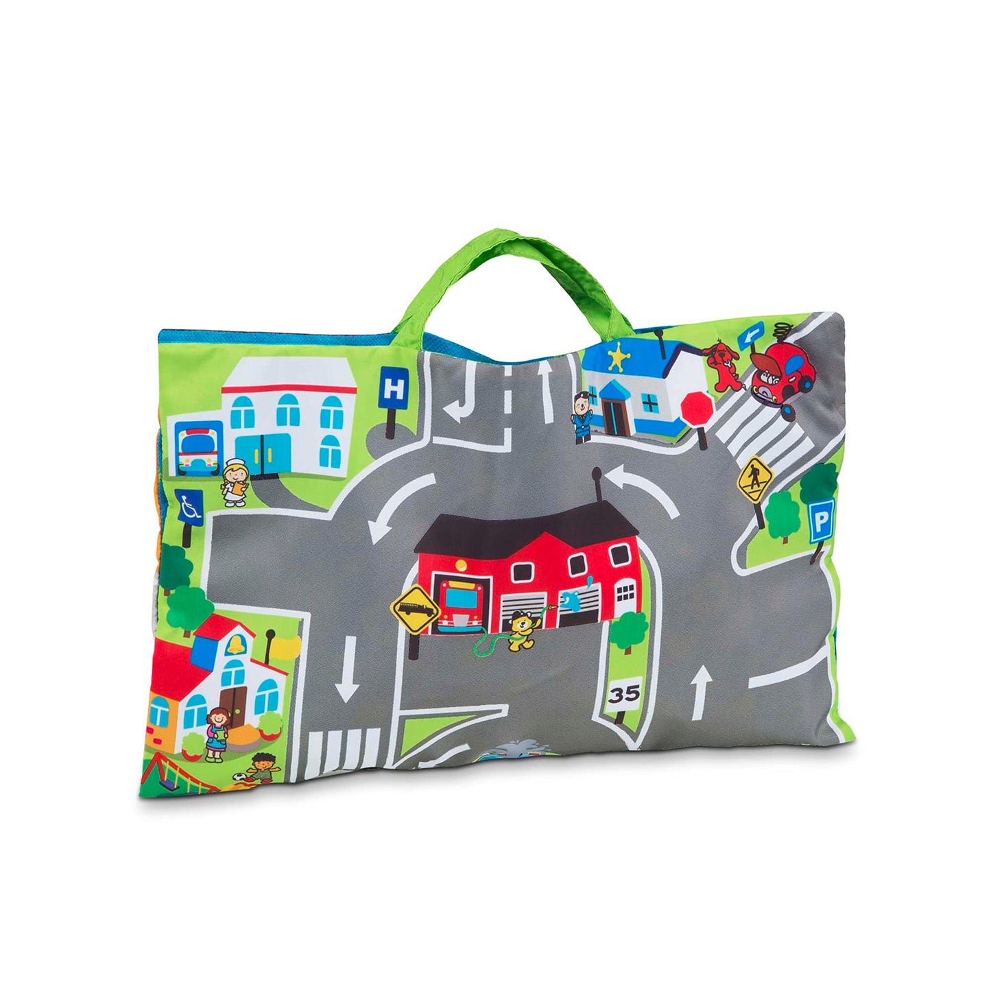 Melissa & Doug Take-Along Town Play Mat (19.25 x 14.25 inches) with 9 Soft VehiclesSoft Baby Play Mat with Storage Bag, Toy Vehicle Sets for Babies