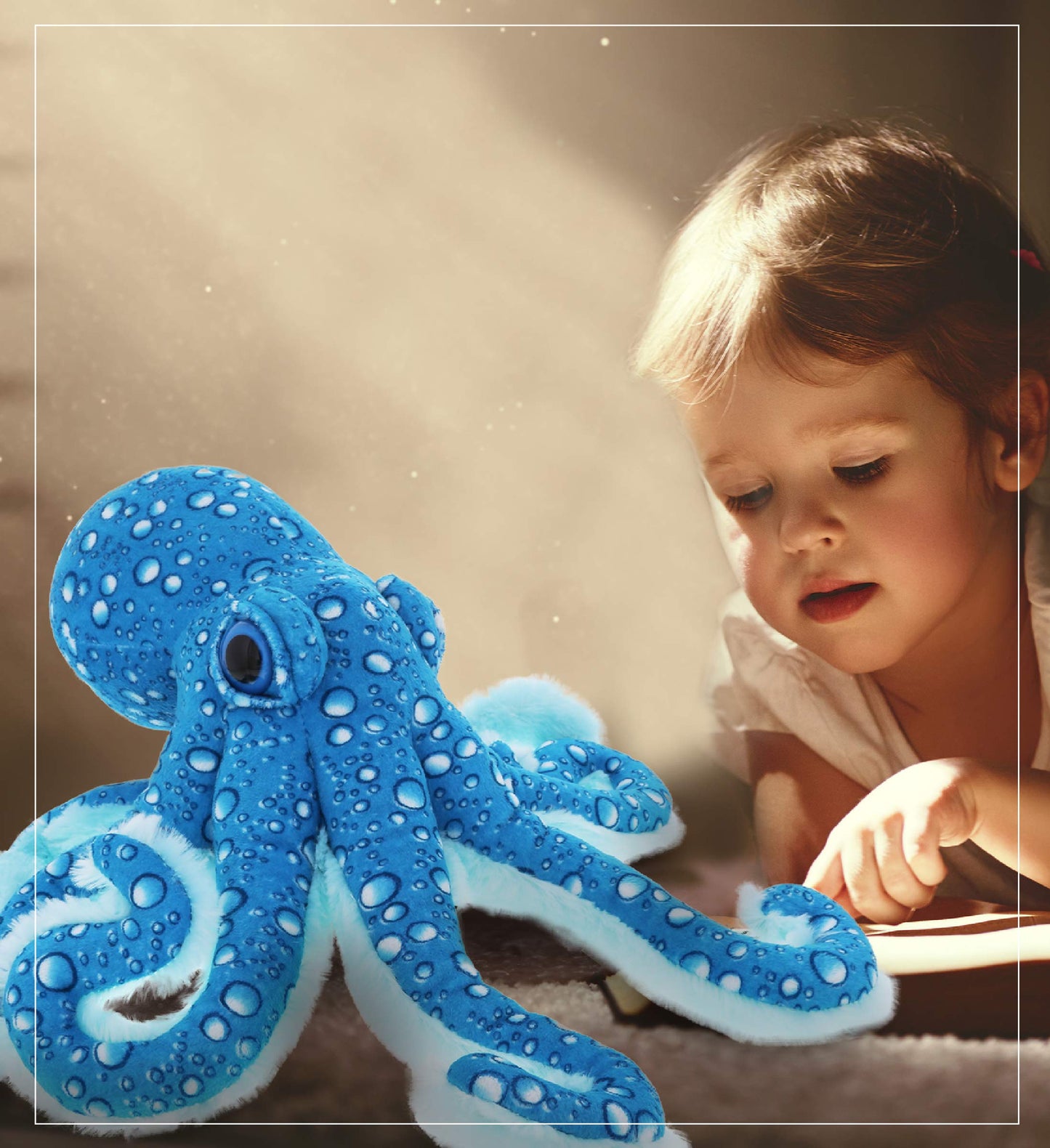 Dollibu Wild Stuffed Animal Soft Plush Collection, Best Storytime Buddy Animal Gift for Children, Adorable Nursery Zoo Sea Creature Peekaboo Critters Baby Toys for Girls & Boys - Blue Octopus 16 in.