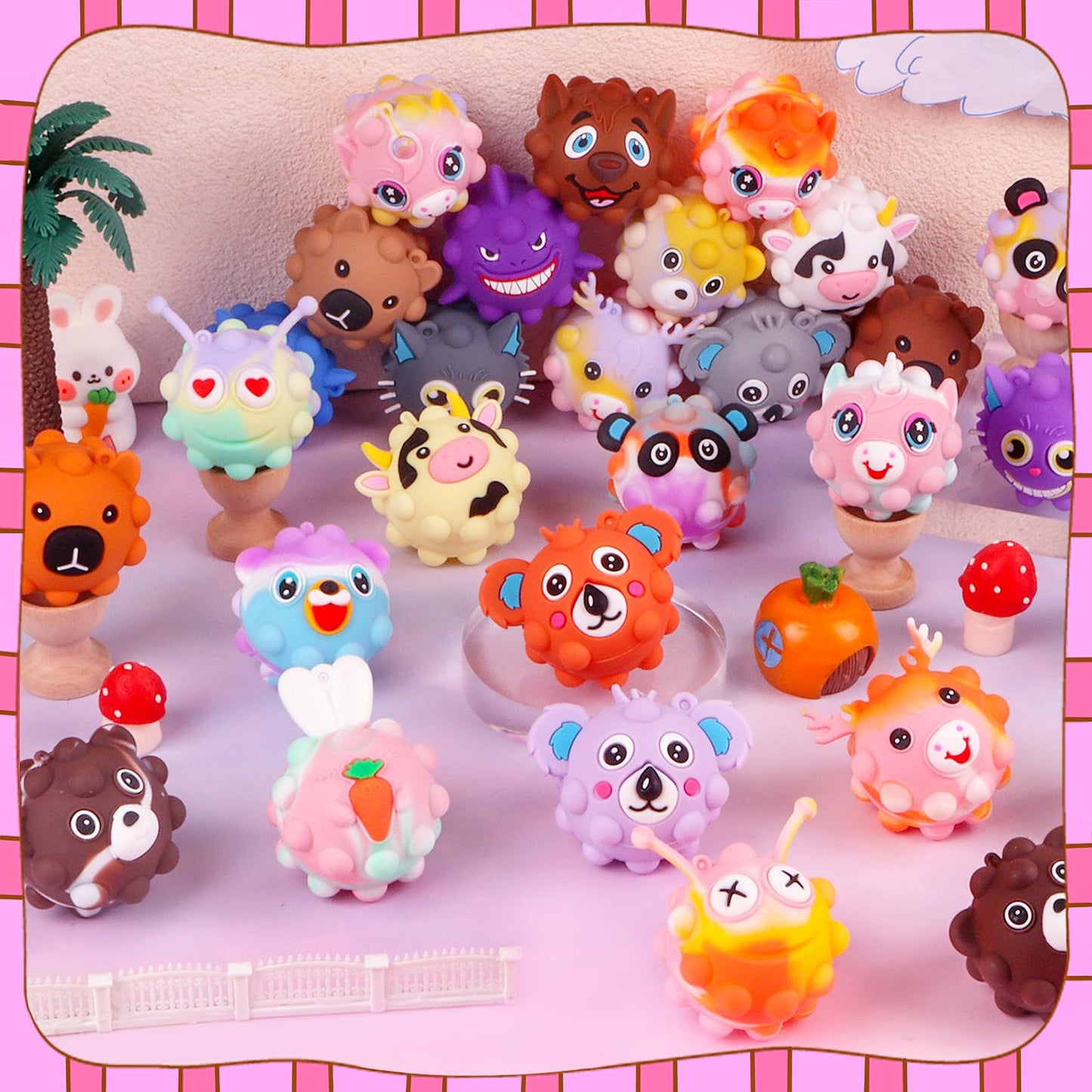 KissFree 36 PACK Animal Pop Balls Party Favors for Kids, 3D Pop Fidget Balls Toys Bulk, Gifts for Boys & Girls, Goodie Bag Stuffers, Pinata Stuffers, Treasure Box Toys, Prizes for Kids