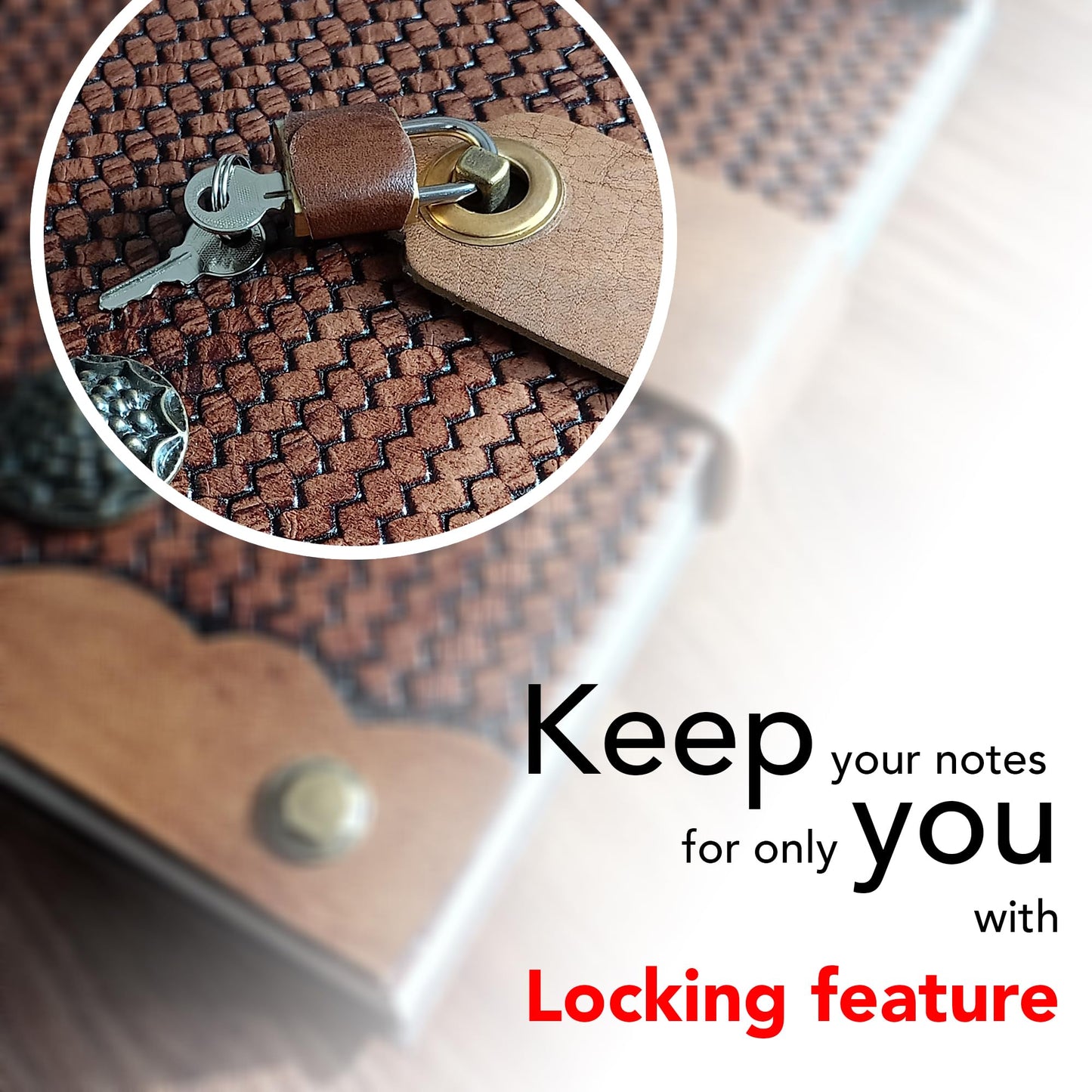 Trend Tick Antique Door Design Lockable Diary with Padlock, Handmade Leather Journal with Lock, Gift for Men Women Lined Paper Diary With Lock, 384 Pages Big size Journal for Writing Diary