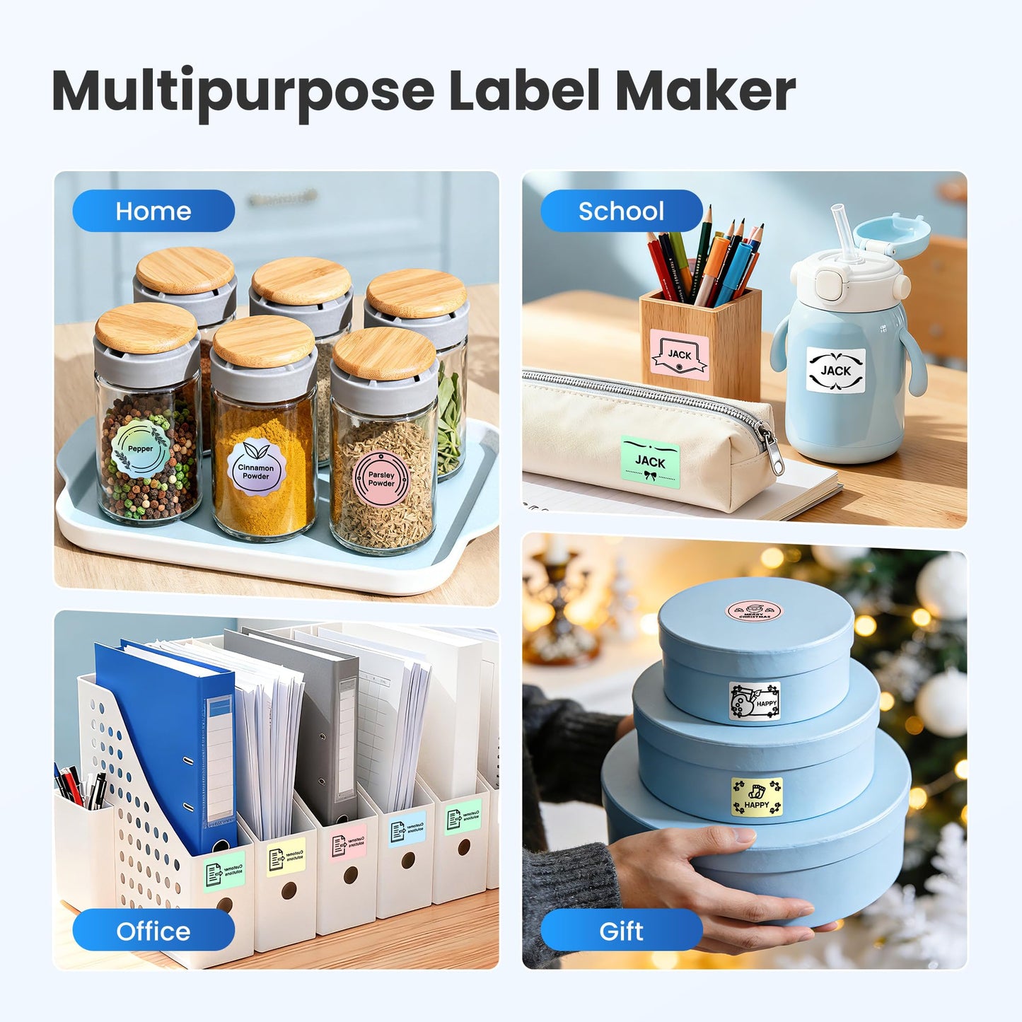 ETIKEZ PM260 Label Maker Machine with Tape, 2 Inch Label Tape Maker Bluetooth Label Printer, Inkless Portable Label Maker with Smart AI APP for Home,Kitchen,School,Office,Organization,Black,1 Pack