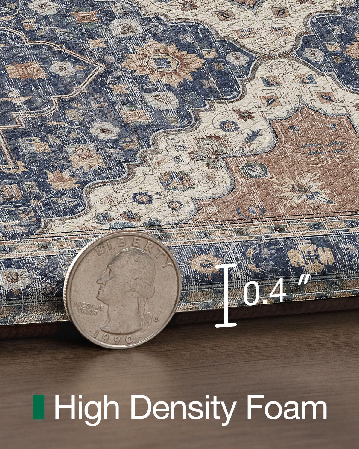 LUMI Anti Fatigue Kitchen Mat, Waterproof & Stain-Resistant Cushioned Standing Mat, Non-Slip Comfort Rug for Kitchen, Sink, Laundry, Home Office, 24" x 87", Indigo