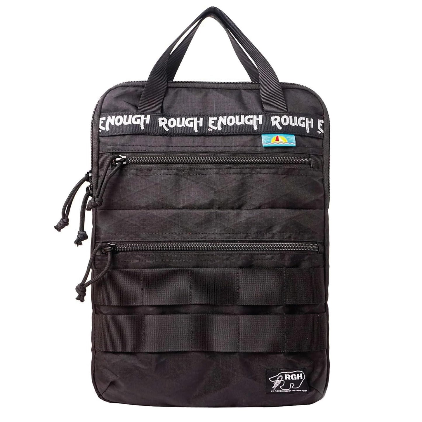 Rough Enough 14 Inch Laptop Sleeve Case Bag Tactical with Dual Compartments Luggage Strap Handle Weather Resistant for Travel Outdoor adventures Black