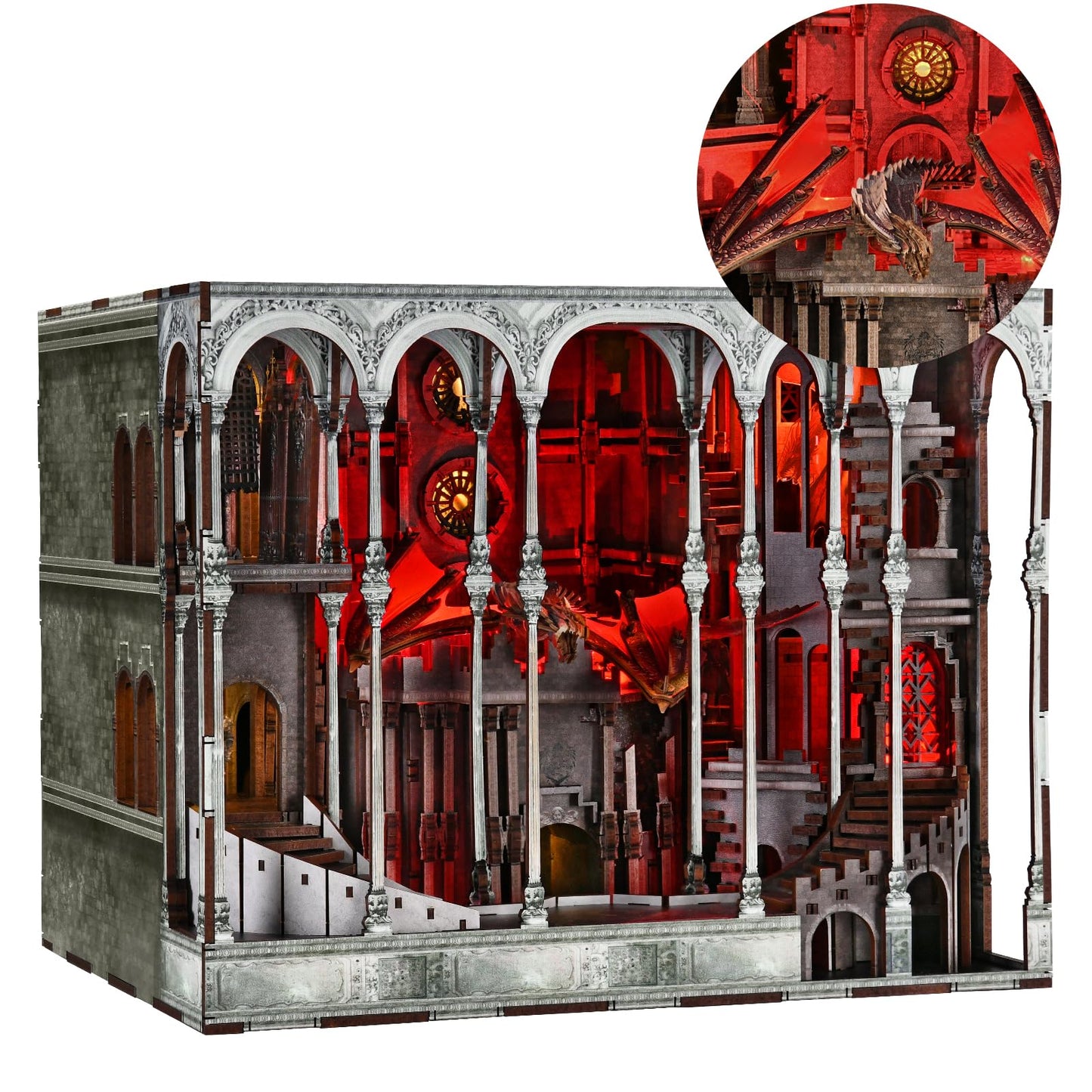 MiniCity DIY Miniature Dollhouse Booknook Kit with LED Lights and Dust Cover for Teens and Adults