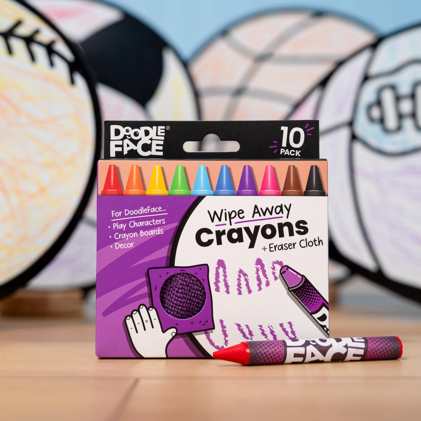 High-Contrast Black & White 3D Sports Set — Builds Baby Vision Books & Cards Can't. Then Toddler Motor Skills for School. Re-Colorable Baseball, Basketball, Football, Soccer Ball + 10 Crayons