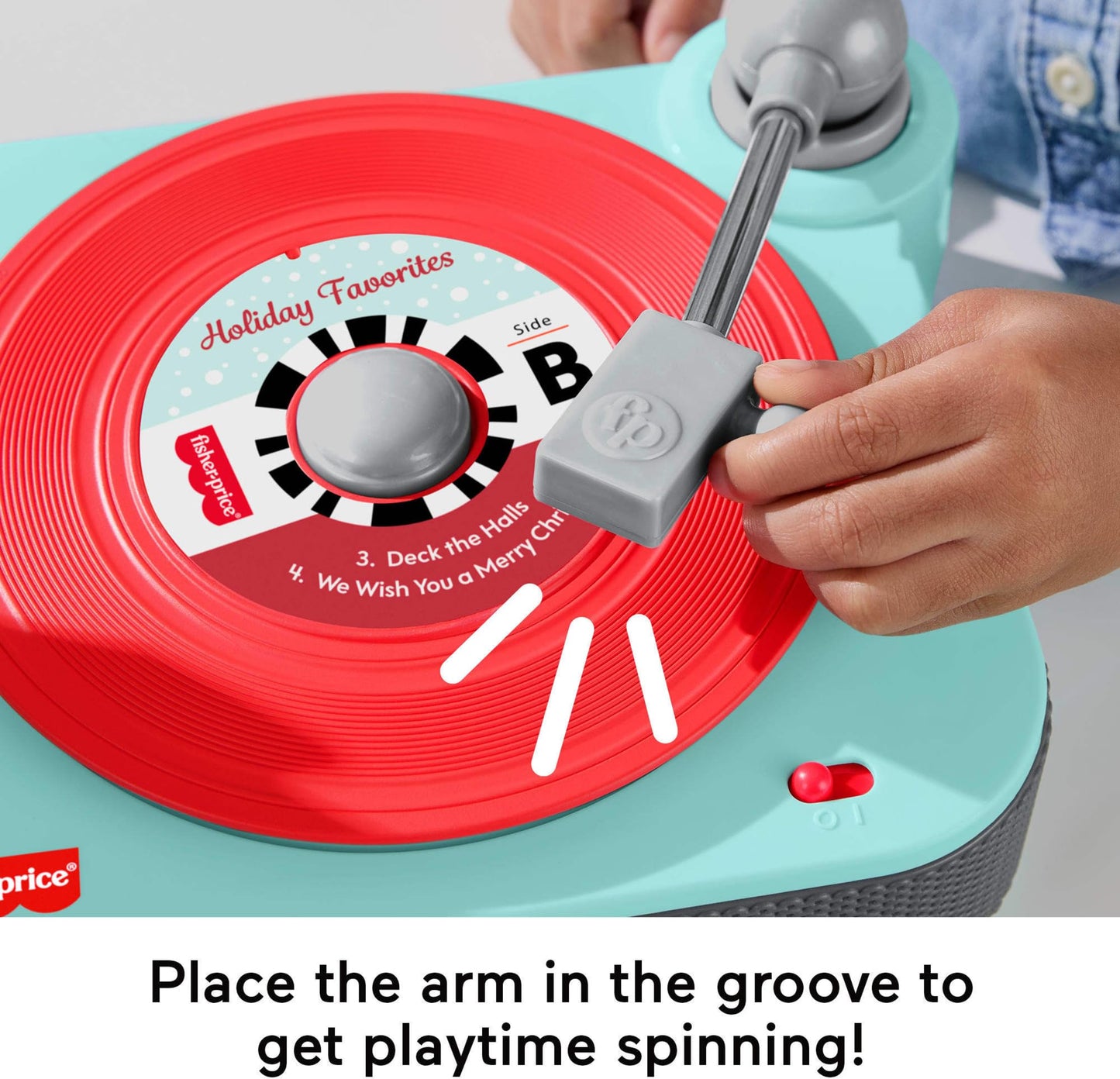 Fisher-Price Musical Toy Deluxe Rockin’ Record Player Pretend Turntable with 6 Albums for Preschool Play Kids Ages 3+ Years