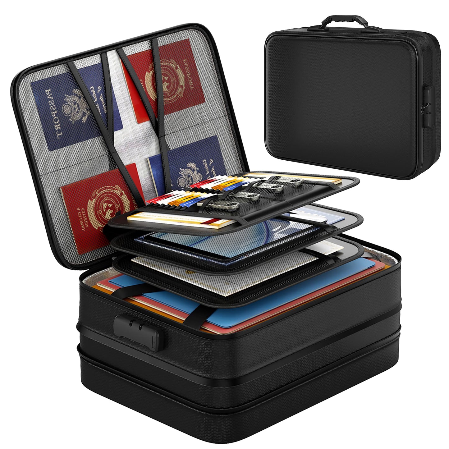 Nacial 5200℉ Fireproof Document Box with Lock, Expandable Document Organizer, Heat Insulated Fireproof Waterproof Box for File Storage, ﻿Portable Sturdy Handle for Important Documents Home Travel