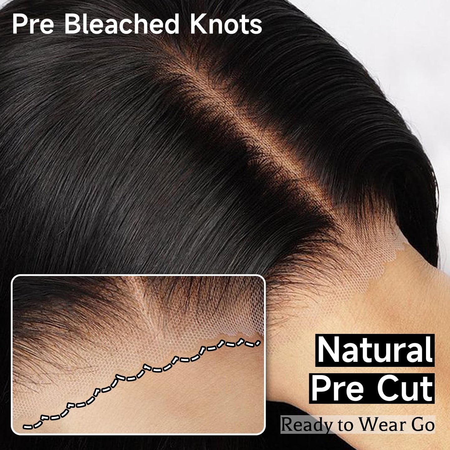 Topnormantic Wear and Go Glueless Wigs Human Hair Pre Plucked Pre Cut, Blunt Cut Bob Wigs Human Hair Bleached Knots 210% Density 12A Brazilian Virgin Hair 5x5 HD Lace Closure Wigs Black Women 10 Inch