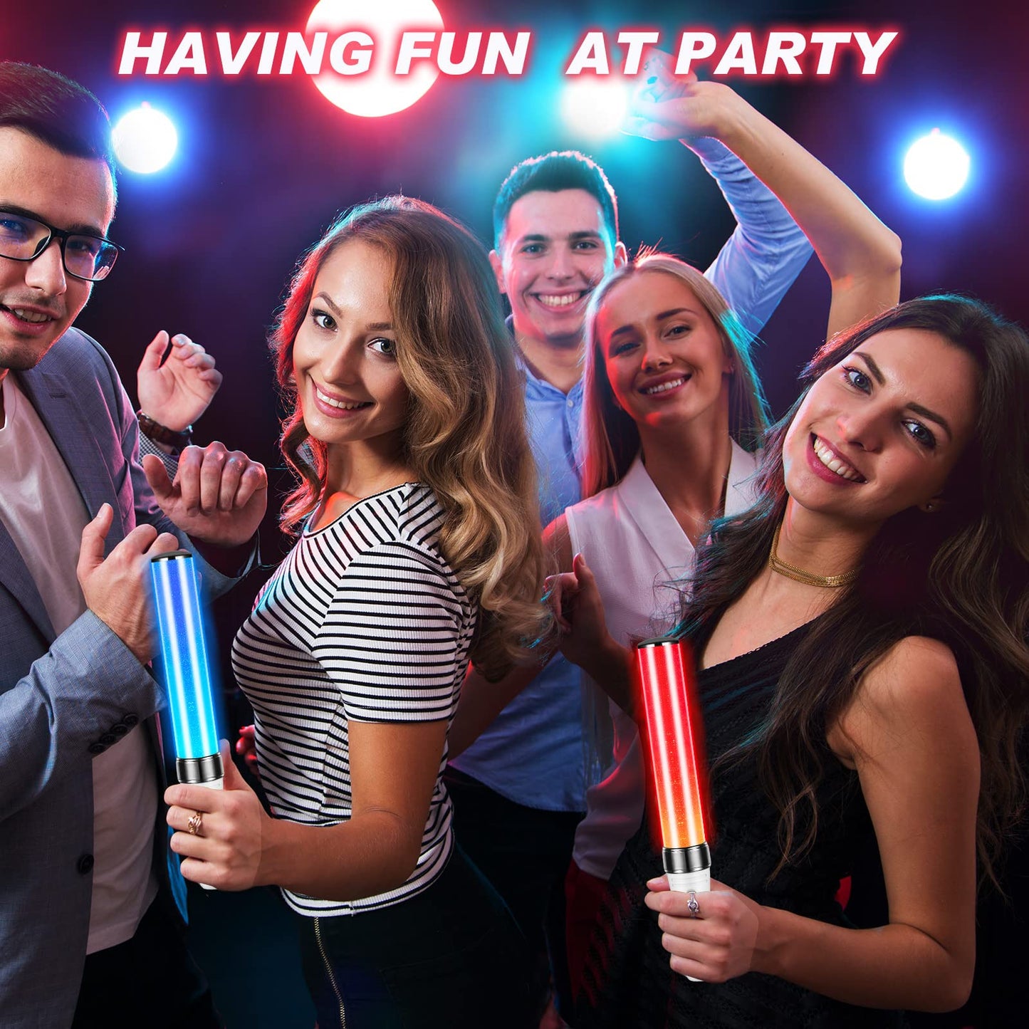 Lewtemi 6 Pcs Reusable Light Sticks 15 Color 2 Lighting Modes Multicolor LED Flashing Bright Glow Lightsticks for Concert Glow in the Dark Party Favor Supplies