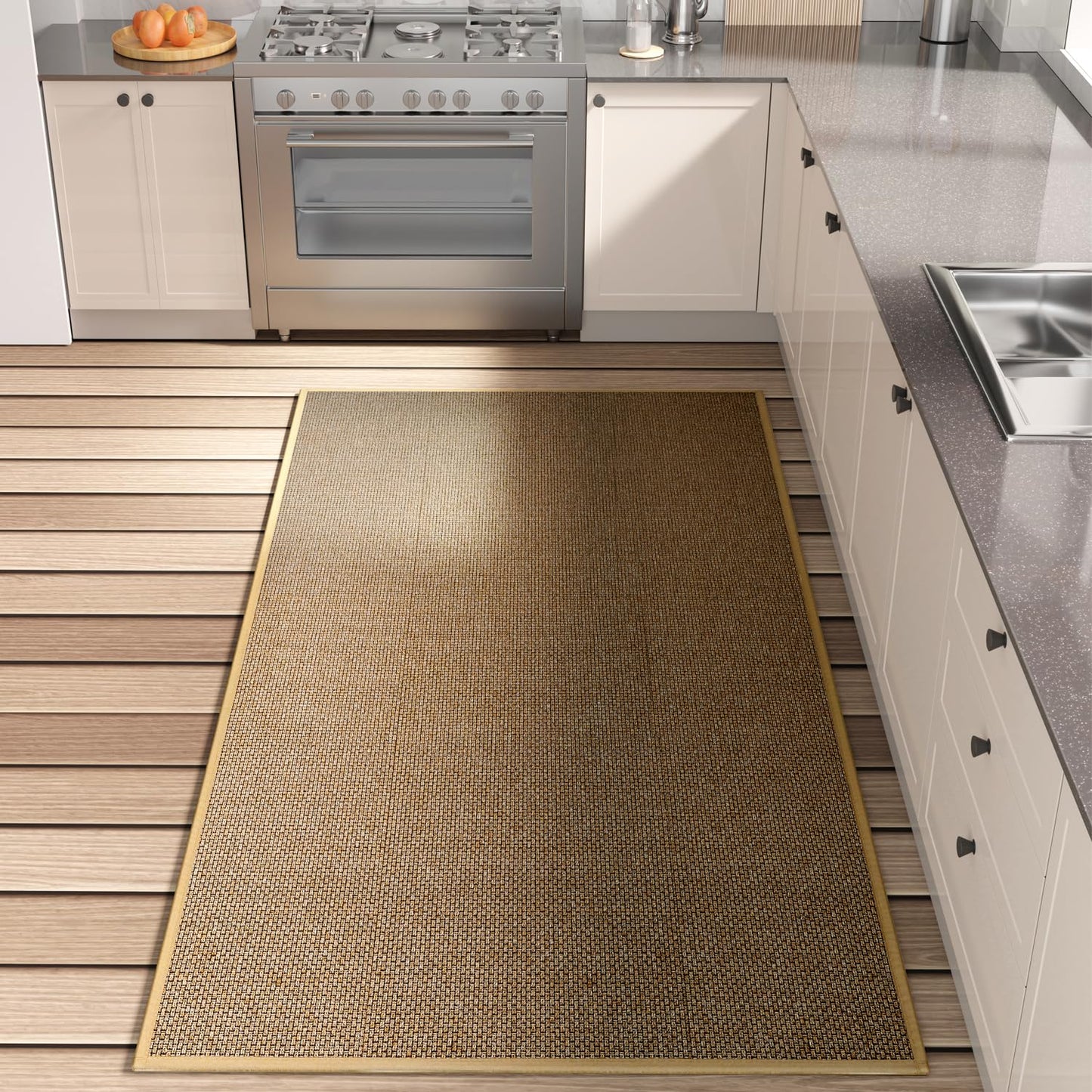 SUMLANS Kitchen Mat, Rubber Backing Cushioned Non Slip Kitchen Rugs for Floor, Absorbent Runner Comfort Standing Mat Rug Washable for Kitchen, Office, Home, 35.4"x71" (Brown)