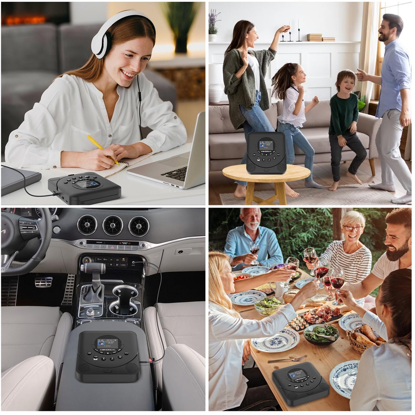 CD Player Portable,MONODEAL Dual Stereo with CD Player with Speakers,Rechargeable CD Player Bluetooth,Support TF Card,FM Receiver and Transmitter,Walkman CD Player with Sleep Timer,Colorful TFT Screen