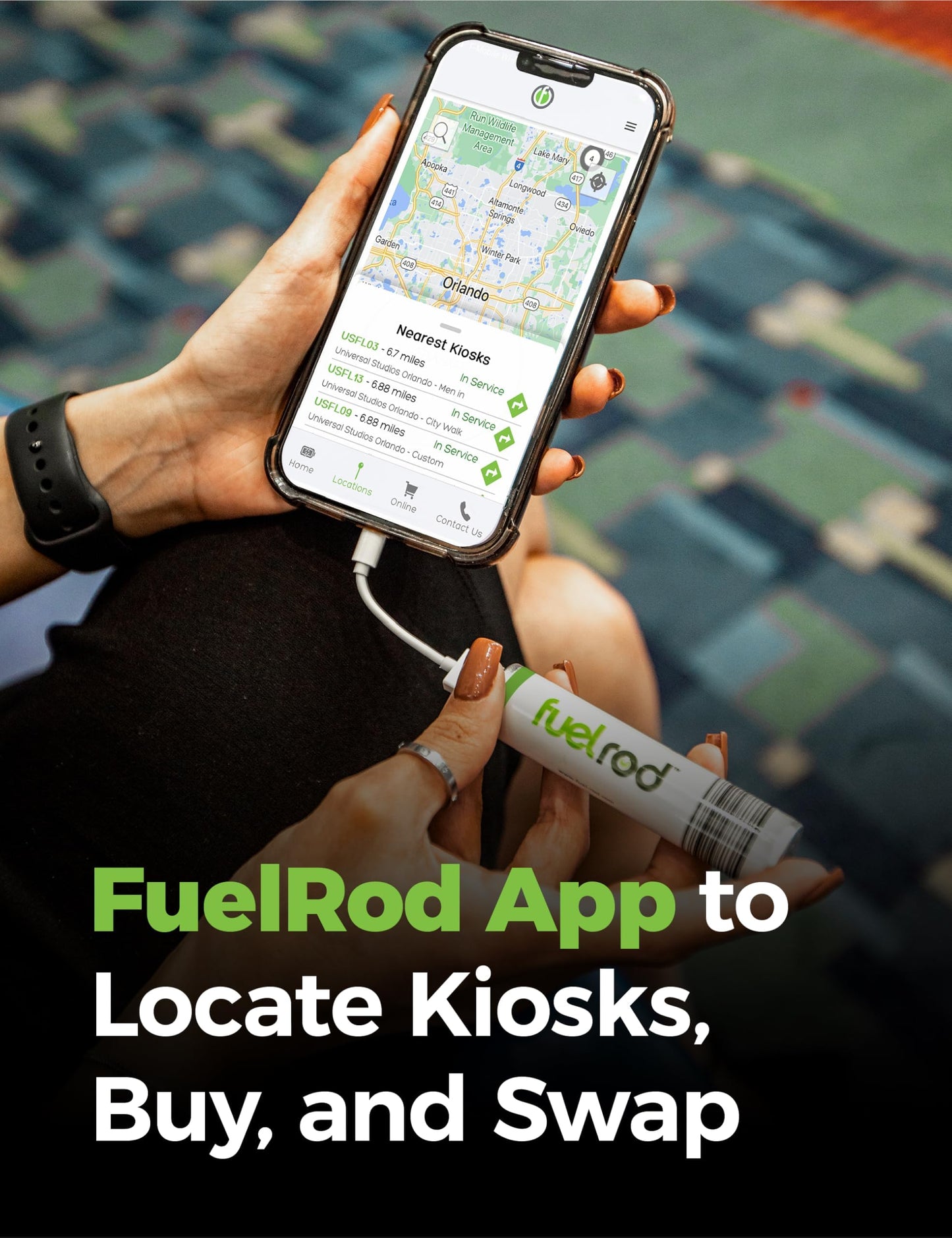 FuelRod USB-C Portable Charger Kit - Pack of 2 - Includes All Cables & Adapters Compatible with All Tablets & Smart Phones, Rechargeable Backup Power Bank, Swap for Charged Rod at Kiosk