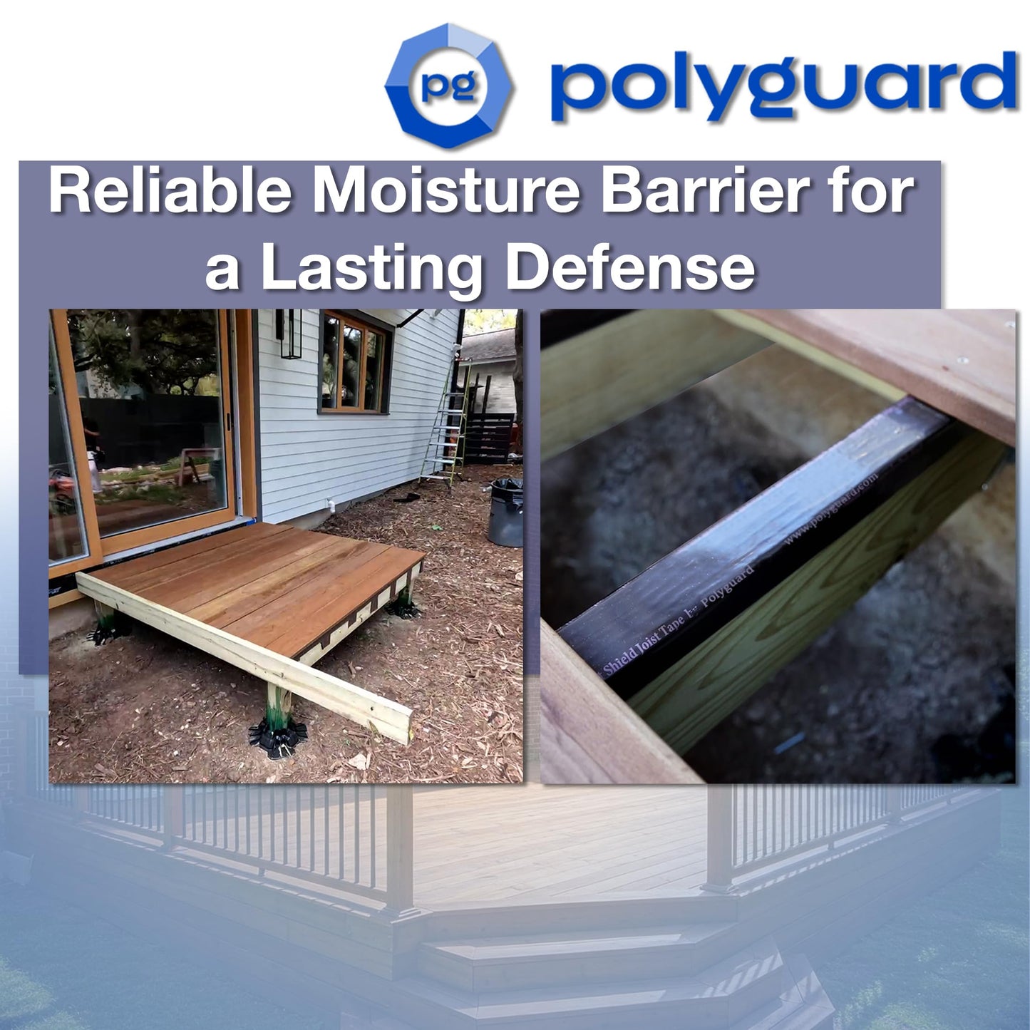 POLYGUARD Poly Wall - Rot Shield Joist Tape for Decking, 4" x 100'. Made in The USA. Self Adhering, Self Sealing Deck Joist Tape for Wood Decks