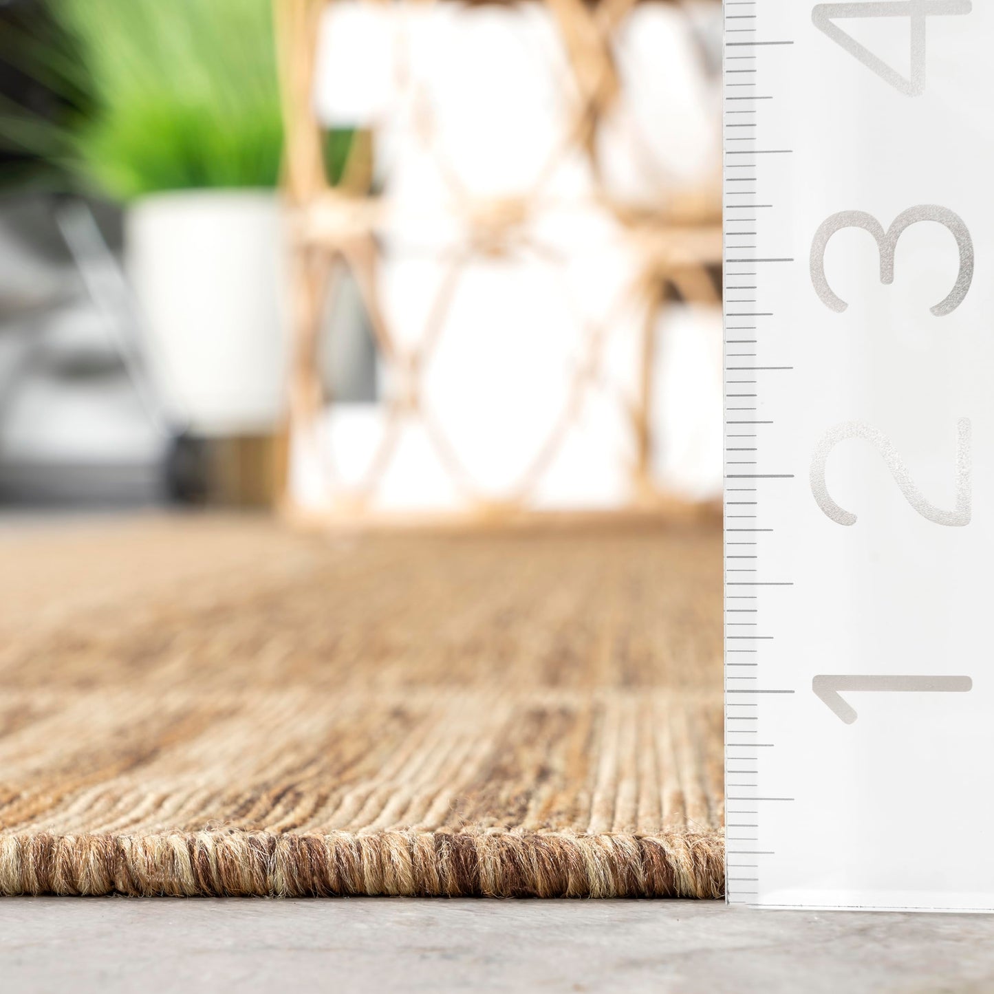 Nuloom Asha Light Brown/Ivory, 2' x 3', Casual, Striped Border, Soft and Cozy, High Traffic, Easy Clean, Durable Area Rug for Indoor/Outdoor Patio, Deck, Porch, Garden, Courtyard