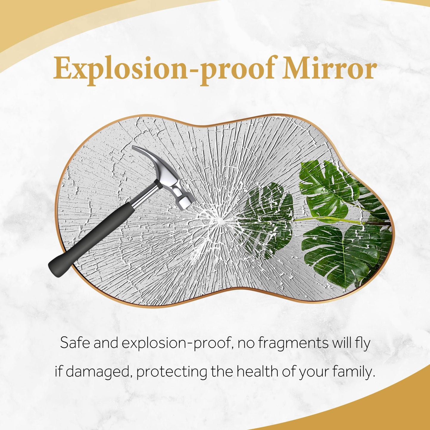 Dorlicecass Irregular Wall Mirror - Wall Mirrors Decorative 20"x36" Gold Asymmetrical Mirror Tempered Glass Aviation Aluminum Alloy Frame for Bathroom, Bedroom, Living Room, Cloakroom, Entryway