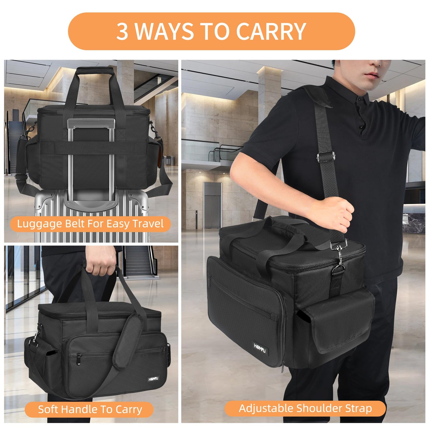 Homfu DJ High Capacity Band Equipment Bag-DJ Gig Gear Bag with Detachable Padded Bottom Dividers,DJ Cable File Storage Organizer Bag for USB,DJ Equipment,Musicians Accessories,Travel,Sound Equipment