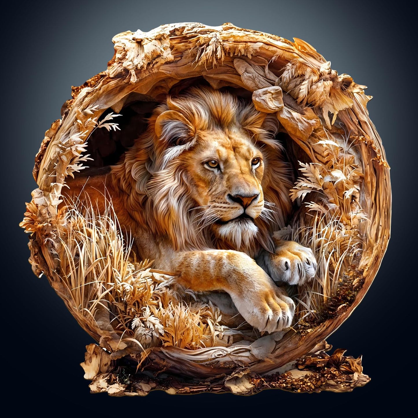 KAAYEE Wooden Puzzles for Adults, 3D Vision Effect Lion King Wooden Jigsaw Puzzles 300 PCS Unique Shape Advanced Wood Puzzle Adult, 3D Effect Flat Puzzle Birthday Gifts Family Game (L-13.4 * 13.4in)