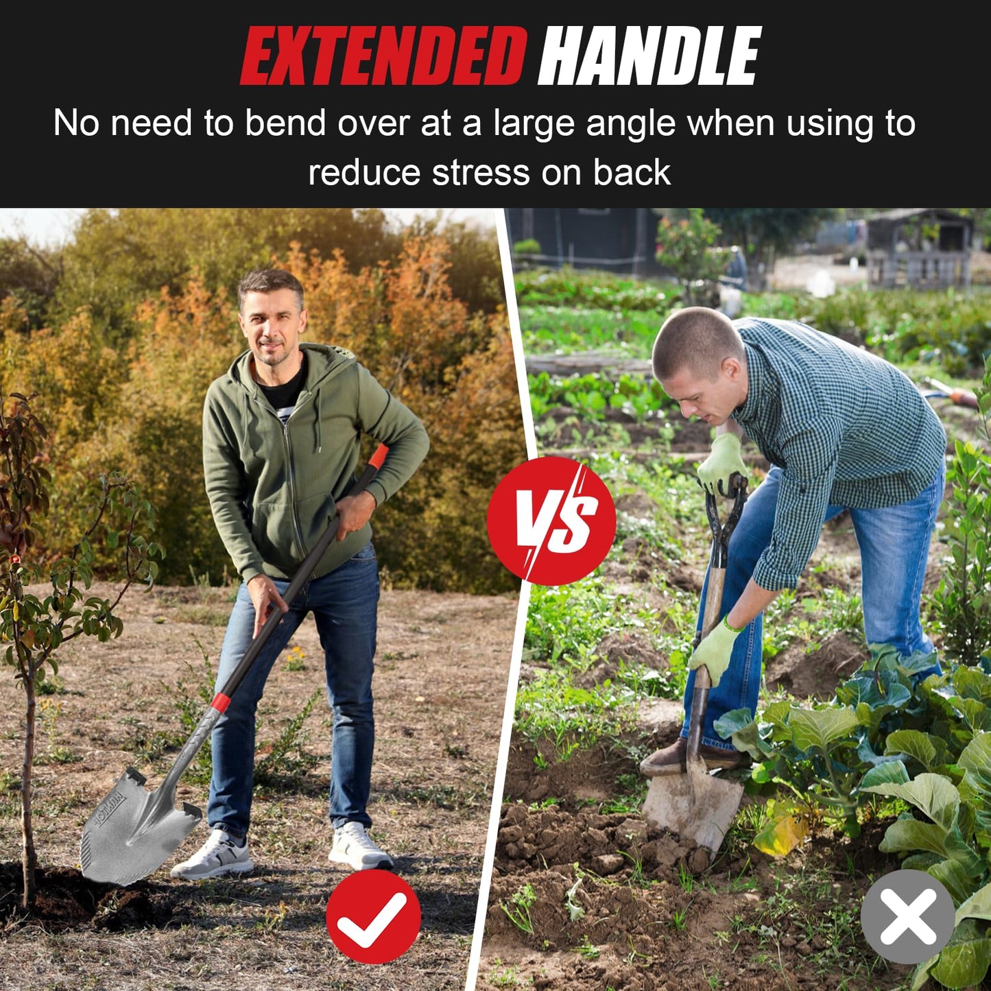 HANTOP Shovel Long Handle Digging Shovel Heavy Duty Shovels for Digging Spade Shovel Lawn and Yard Shovel Garden Tool,58 inches