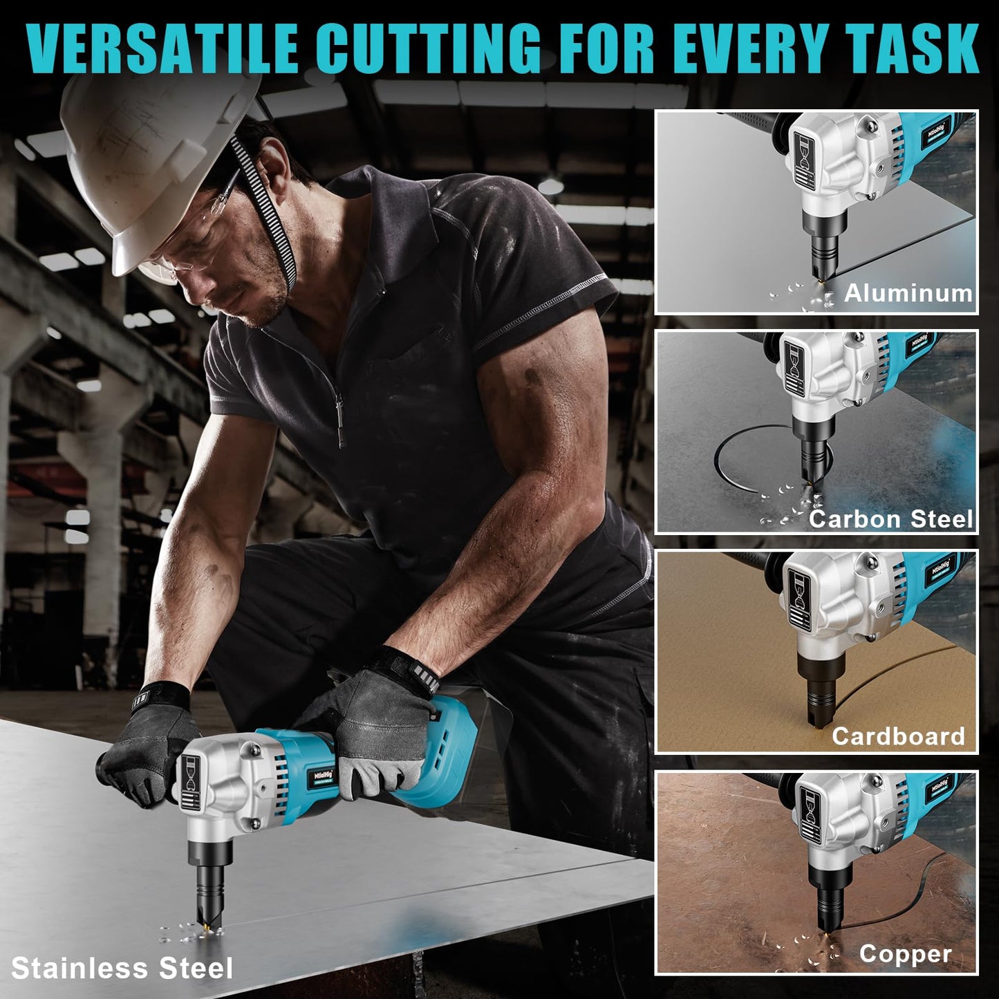 Cordless Metal Nibbler for Makita 18V Battery, 18-Gauge Electric Nibbler with Assist Handle & 2 Blades, 1900RPM Brushless Metal Cutter for Stainless Steel, No Battery