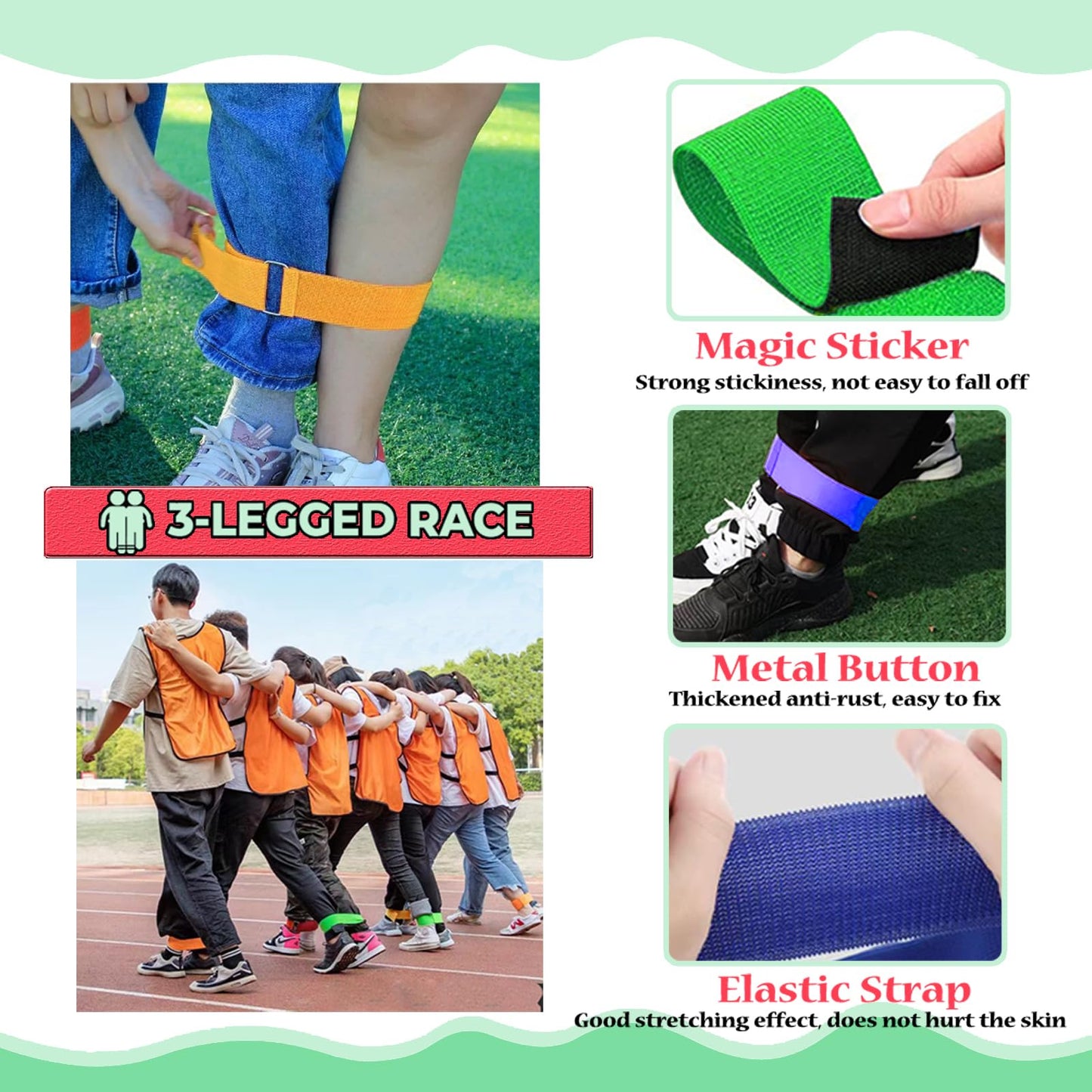 58PCS Carnival Outdoor Games Combo Set,17.7IN Hopper Balls with Handle,Egg Spoon Relay Race,Soft Plastic Cones Bean Bags Ring Toss Game,3 Legged Race for Family Reunion Outside Field Day Easter Games