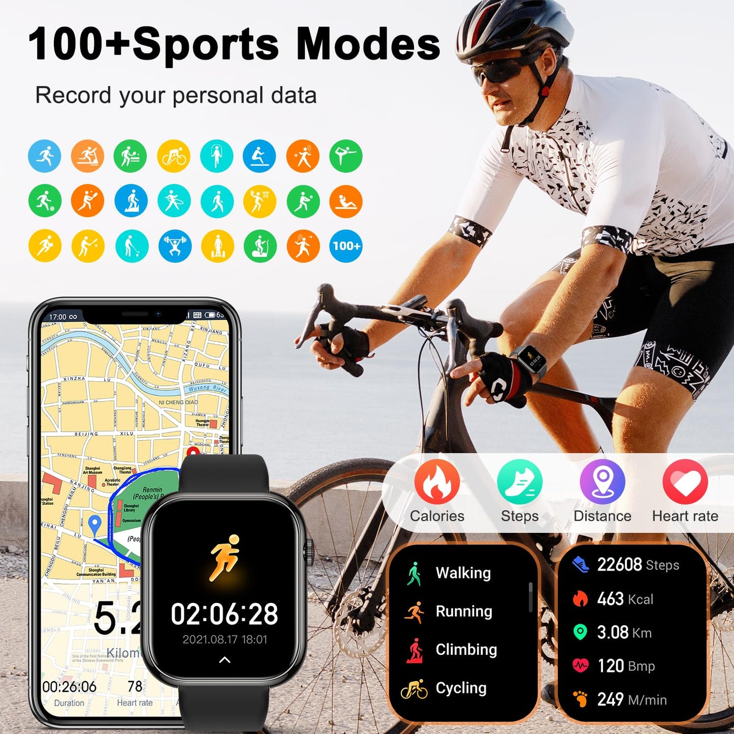Smart Watch for Men Women Fitness: Waterproof Make/Answer Call Smart Watches for Men Digital Mens Watches Running Step Tracker Smartwatch Android Phones iPhone Samsung Compatible Heart Rate Monitor