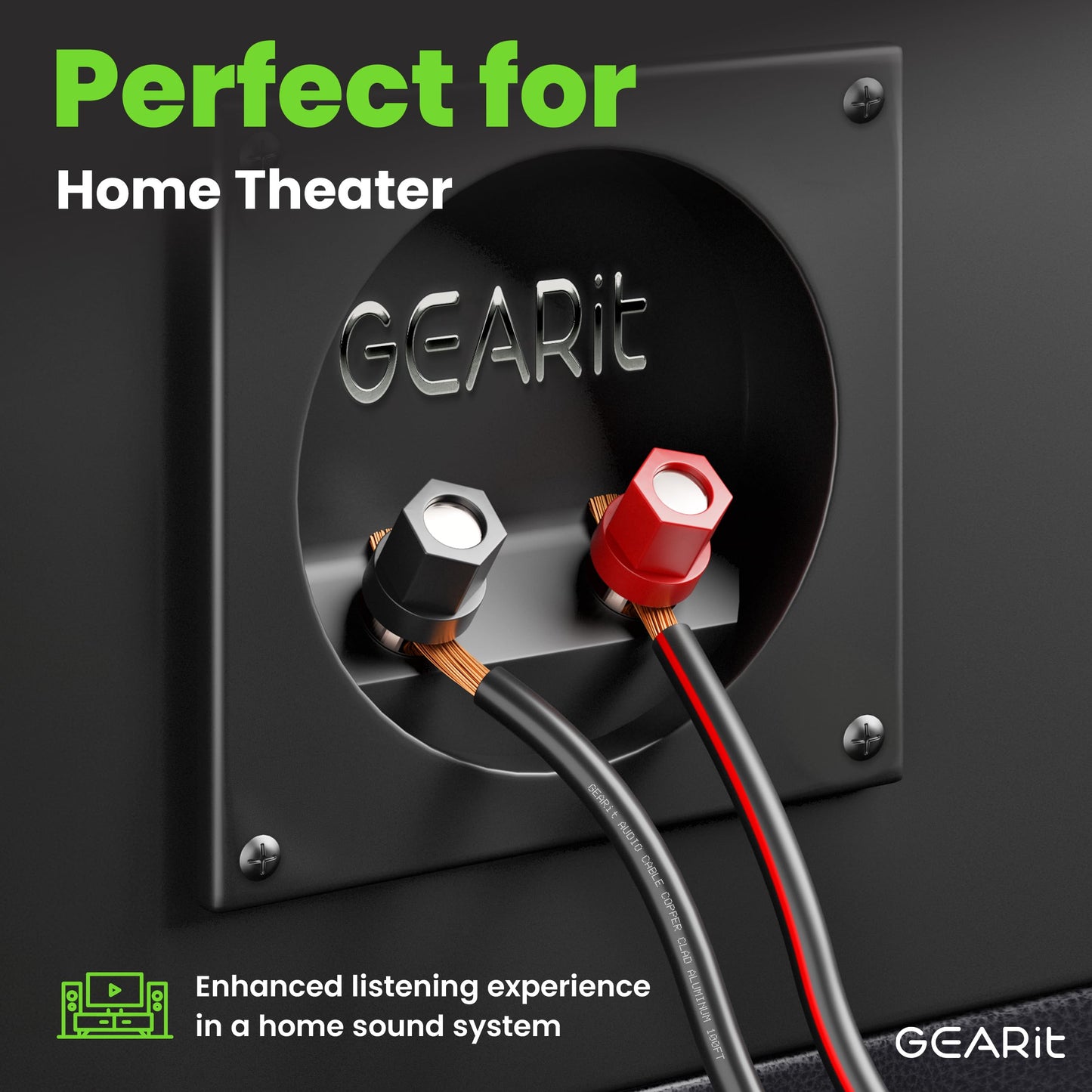 GEARit Speaker Wire 14 Gauge, Speaker Cable 500ft for Car Audio, Outdoors, Home Theater, CCA