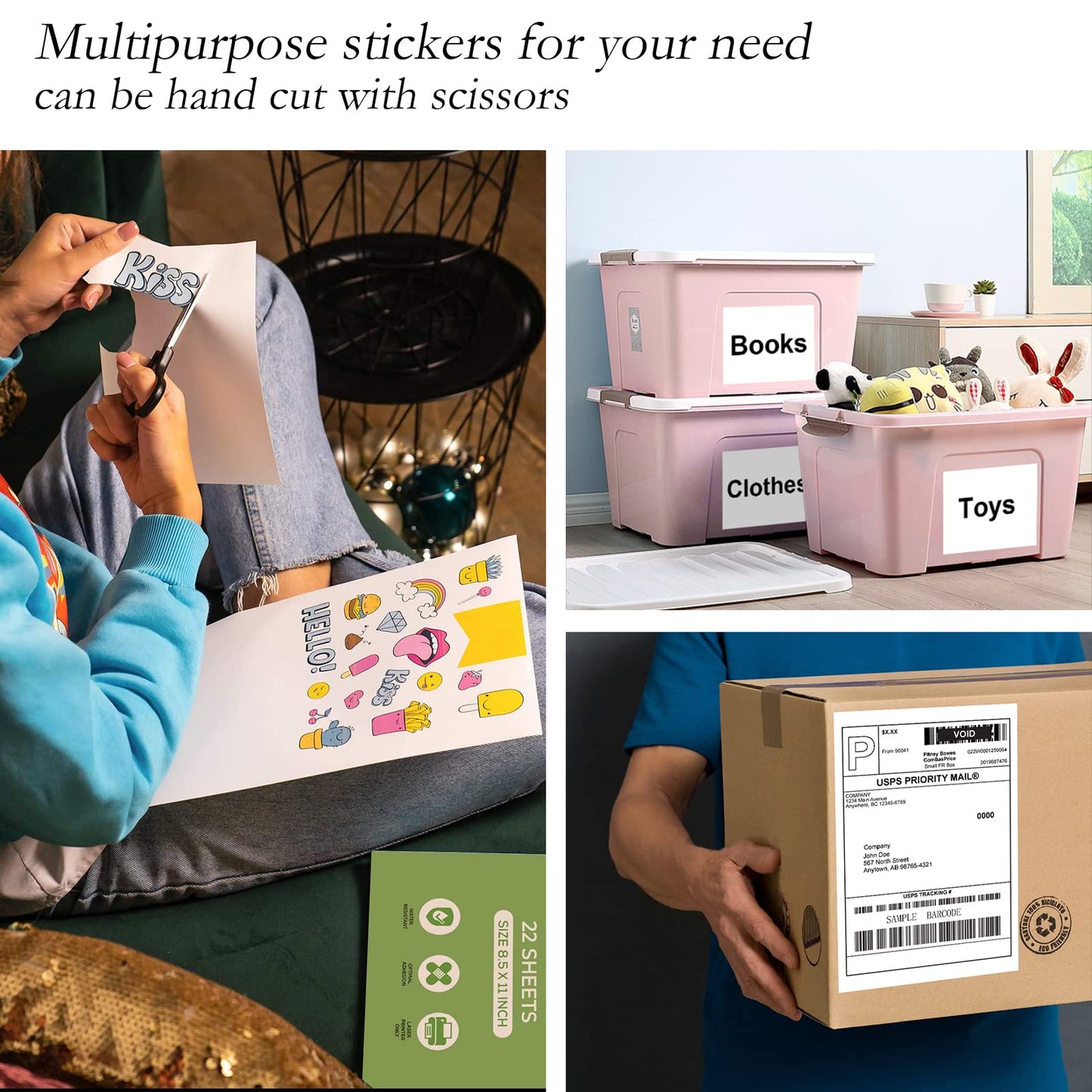 NefLaca 500 Full Sheet Stickers, 8.5" x 11", 500 Labels
