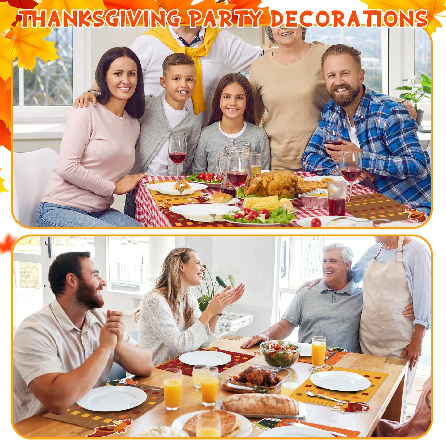 Ctosree 24 Sets Thanksgiving Placemat Craft Kit DIY Thanksgiving Pumpkin Placemat Crafts Autumn Ornamen Paper Table Mats Activity for Autumn Thankful Home Holiday Party Supplies (Classic)