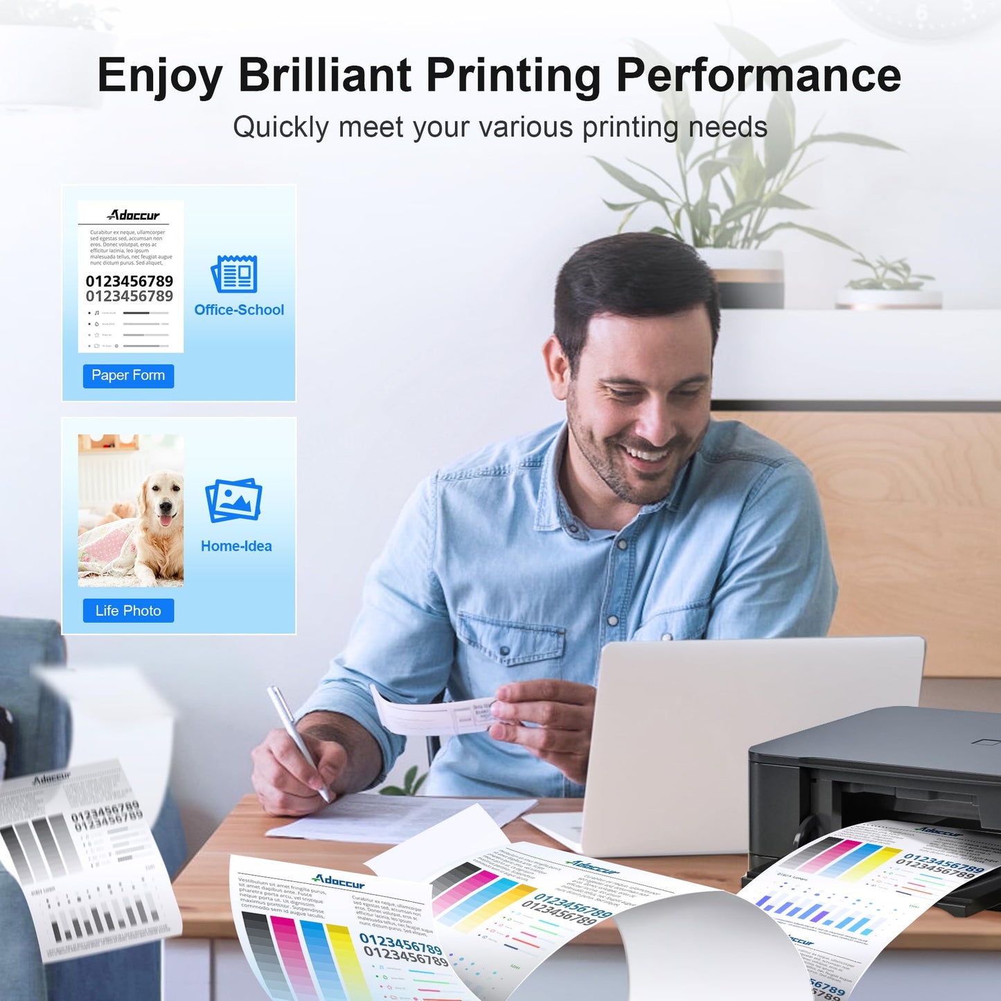 Adoccur Remanufactured Ink Cartridge Replacement for HP Ink 61 61XL Ink Works with HP Envy 4500 5530 5534 4502 Deskjet 1000 1010 2540 3000 3510 Officejet 4630 4635 Printer (1 Black, 1 Tri-Color)