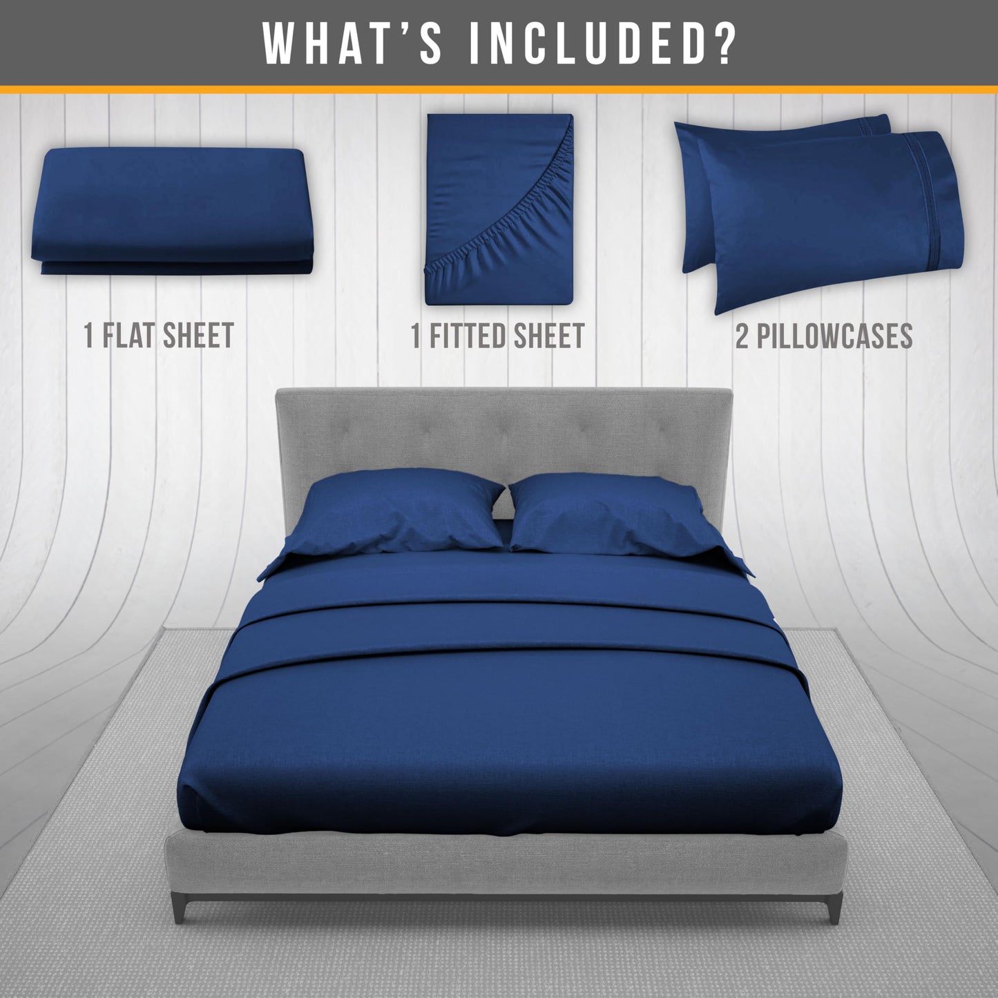 Abeero Home Queen Sheet Set - Luxury Hotel Bed Sheets - Soft Cooling Sheets with Elastic Corner Straps - Deep Pocket Microfiber Bedsheet - Bedding Sheets & Pillowcases - 4 PC (Queen Size, Navy Blue)