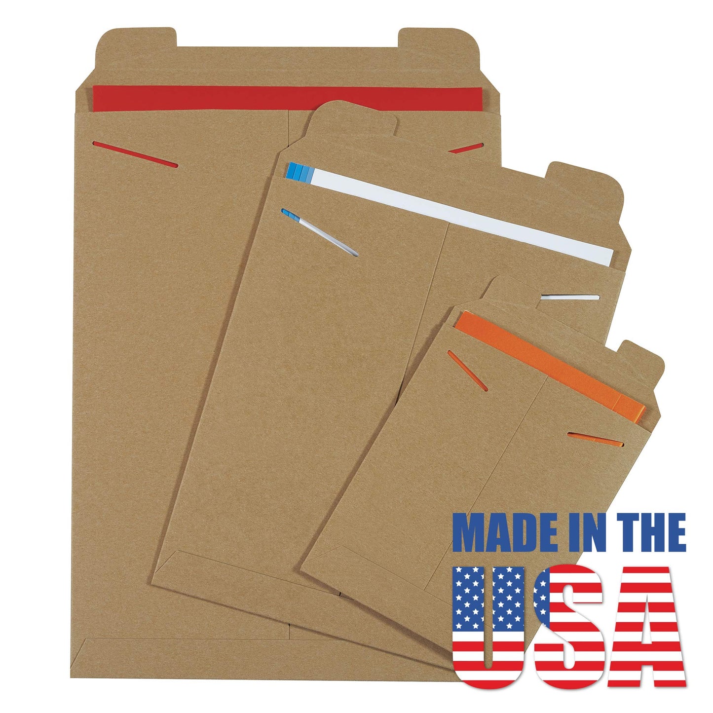 Aviditi 12 3/4" x 15" Stayflats Rigid Flat Mailers, Kraft, For Keeping Documents, Photos, and Artwork Protected During Shipping (100 Pack)