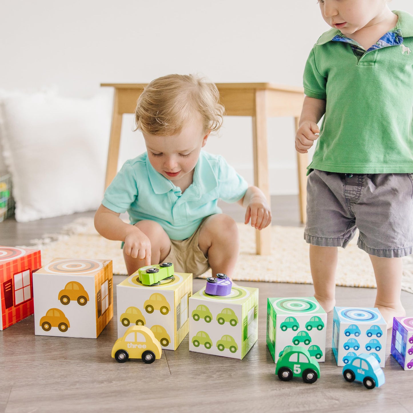 Melissa & Doug Nesting and Sorting Garages and Cars with 7 Graduated Garages and 7 Stackable Wooden Cars - FSC CertifiedNumbers Learning Toys, Sorting and Stacking Toys for Toddlers Ages 2+
