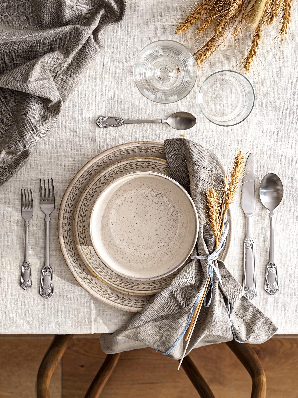 LE TAUCI Dinnerware Sets for 4, 12 Piece Ceramic Dish Set with Plates and Bowls | Oven/Dishwasher/Microwave Safe | Ideal for Housewarming | Reactive Beige (10" Plate+8" Dish+27oz Bowl)