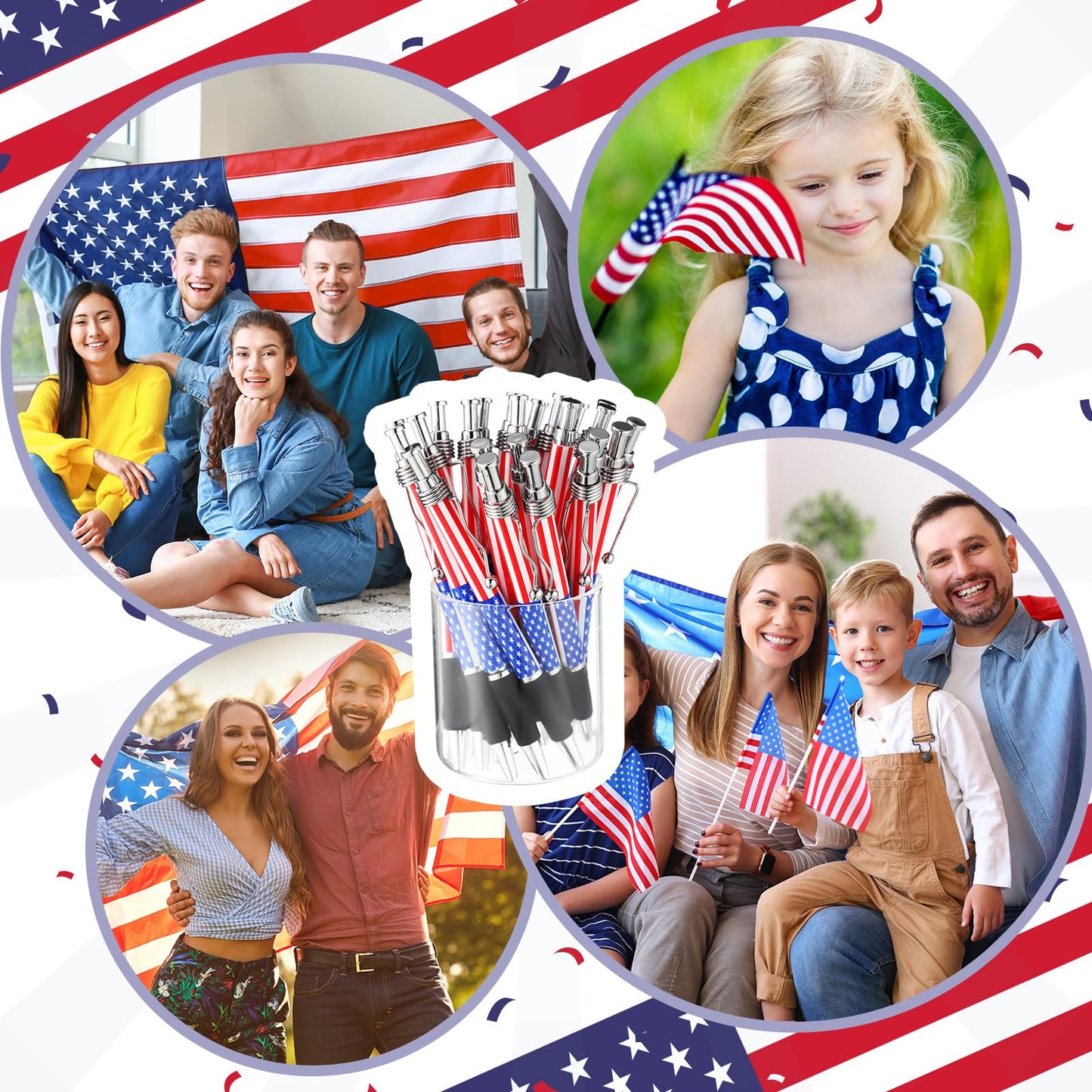 Motiskyy 100 Sets Patriotic 4th of July Gifts American Flag Ballpoint Pens Bulk Independence Day USA Pen with Bookmarks 250th Anniversary Party Favors for Home Office Veterans Souvenirs Supplies
