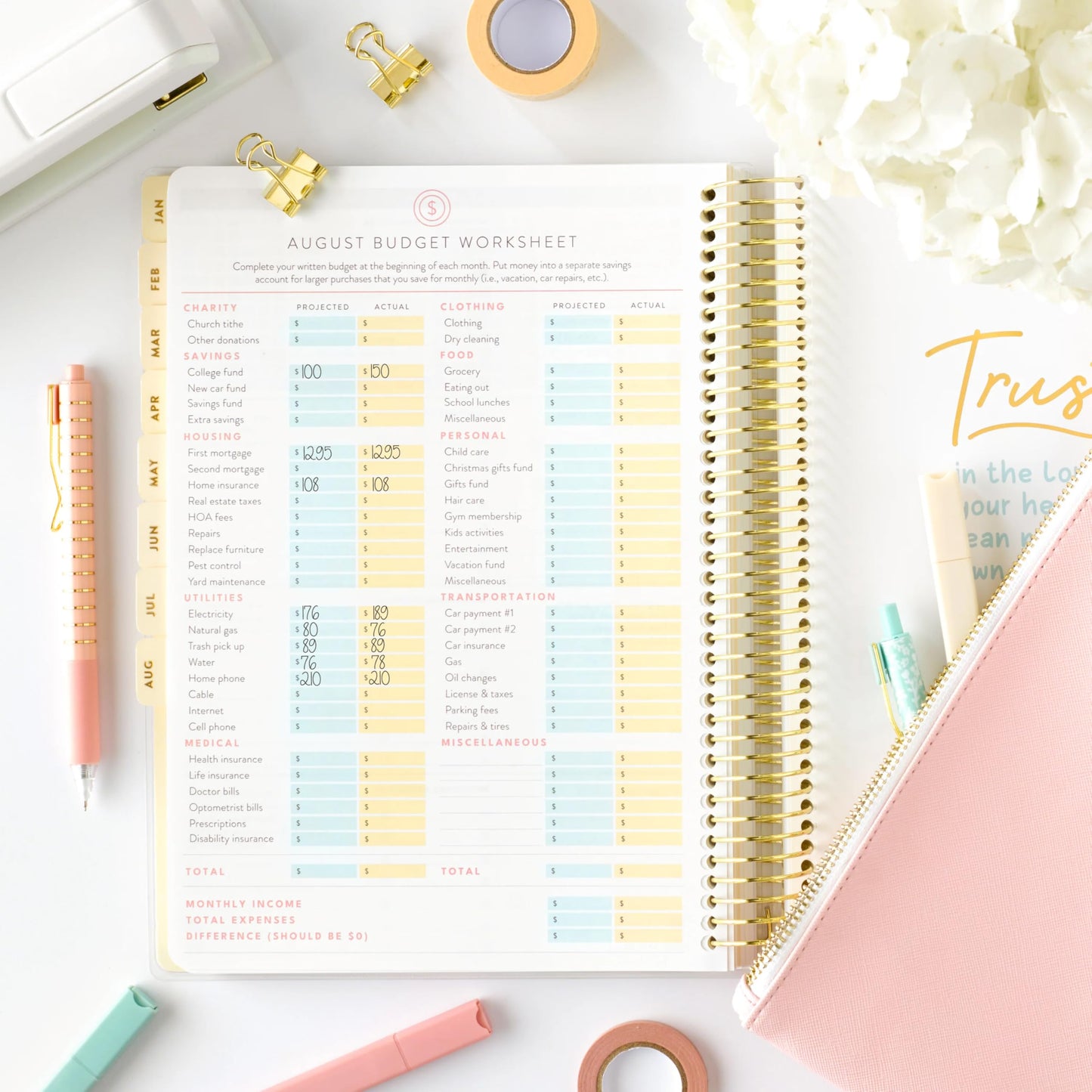 PPP Home Planner 2026 | 12-Month Weekly Calendar (Sunday Start) | Monthly Review & Seasonal Checklists | Budgeting & Savings Worksheets | Daily Bible Reading Plan | Checklists for Routines and Goals