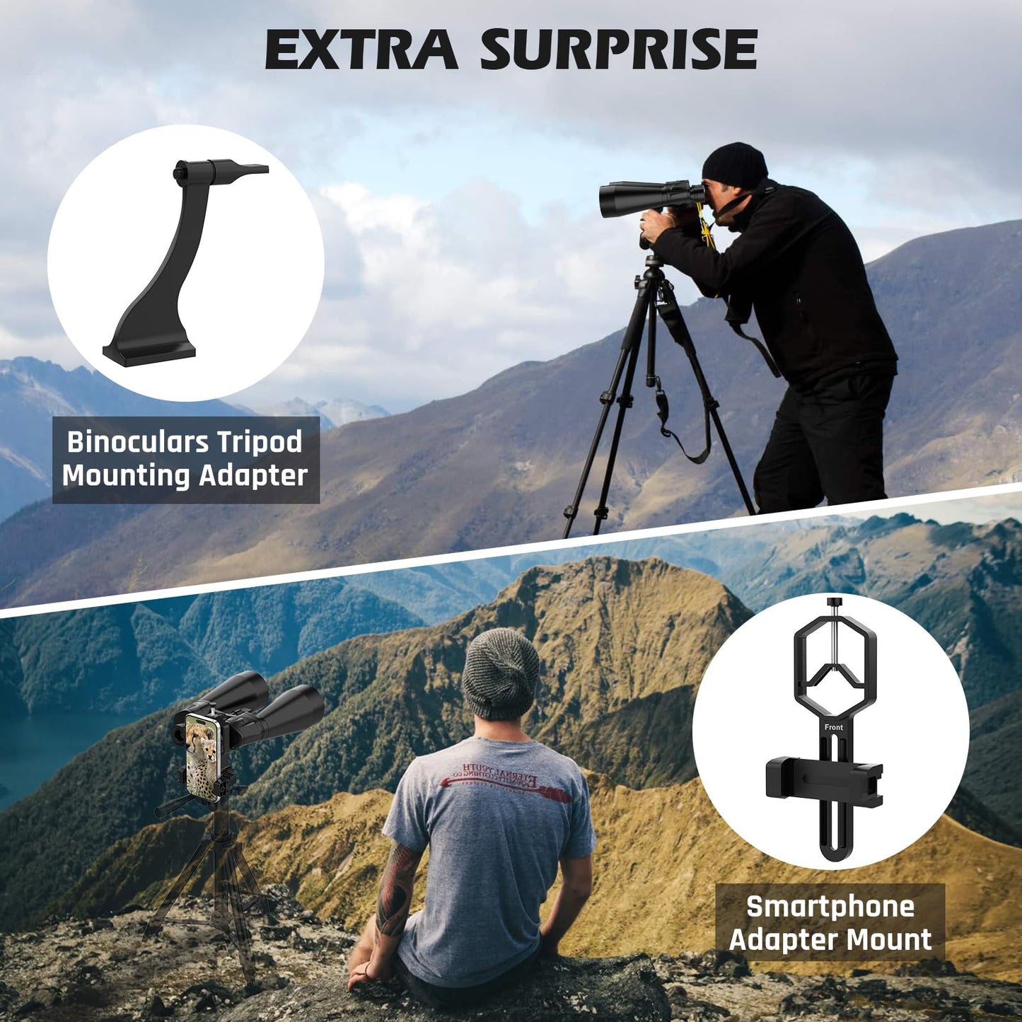 18x70 Binoculars for Adults High Powered, Large Aperture 70mm Astronomy Binoculars for Long Distance Viewing, Waterproof & Fogproof with Smartphone Adapter, Tripod Adapter, Carrying Case