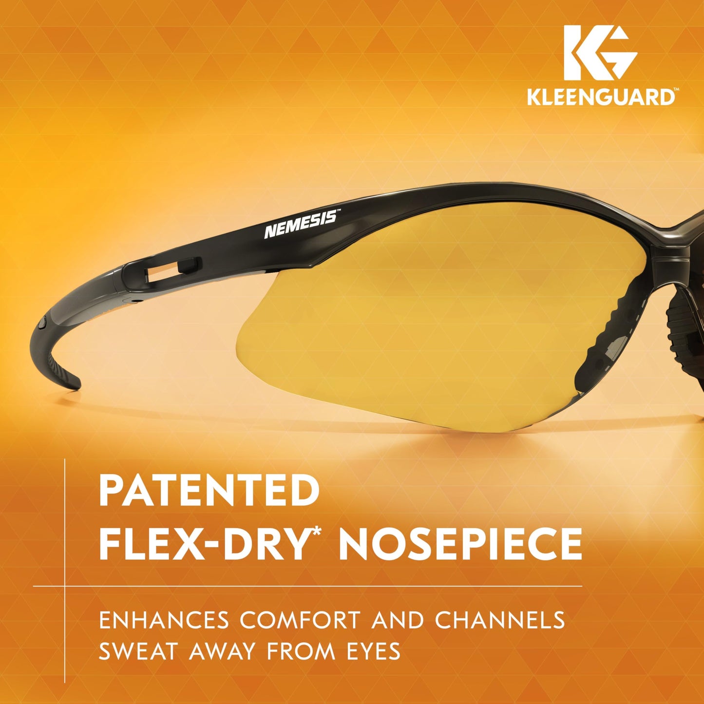 KleenGuard™ V30 Nemesis™ Safety Glasses (25659), Amber (Yellow) Lenses, Black Frame, Unisex for Men and Women (Qty 12)